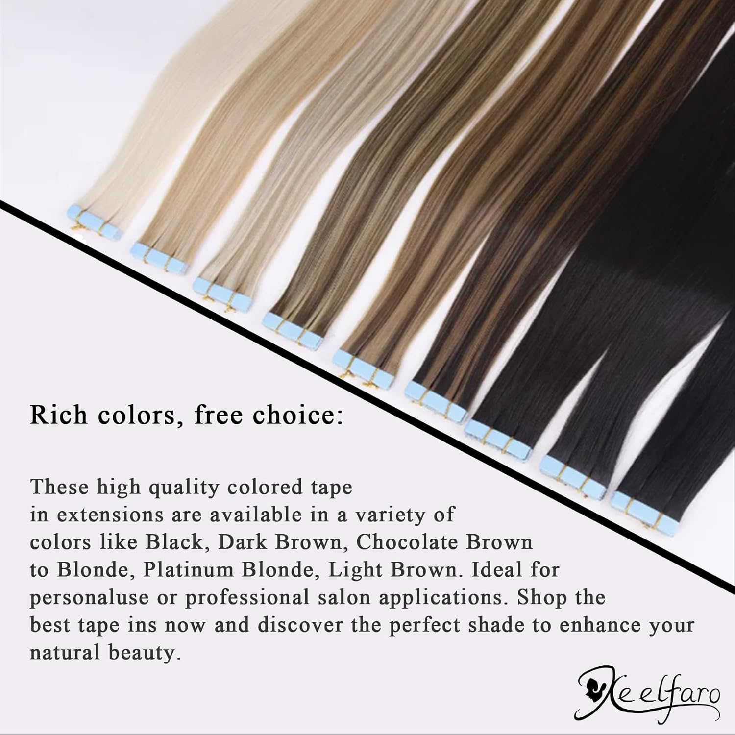 Xeelfaro Black Tape in Hair Extensions 24Inch Straight Synthetic Hair for Women 20Pcs for Natural-Looking Volume (Black, 24Inch) - Black image number 6