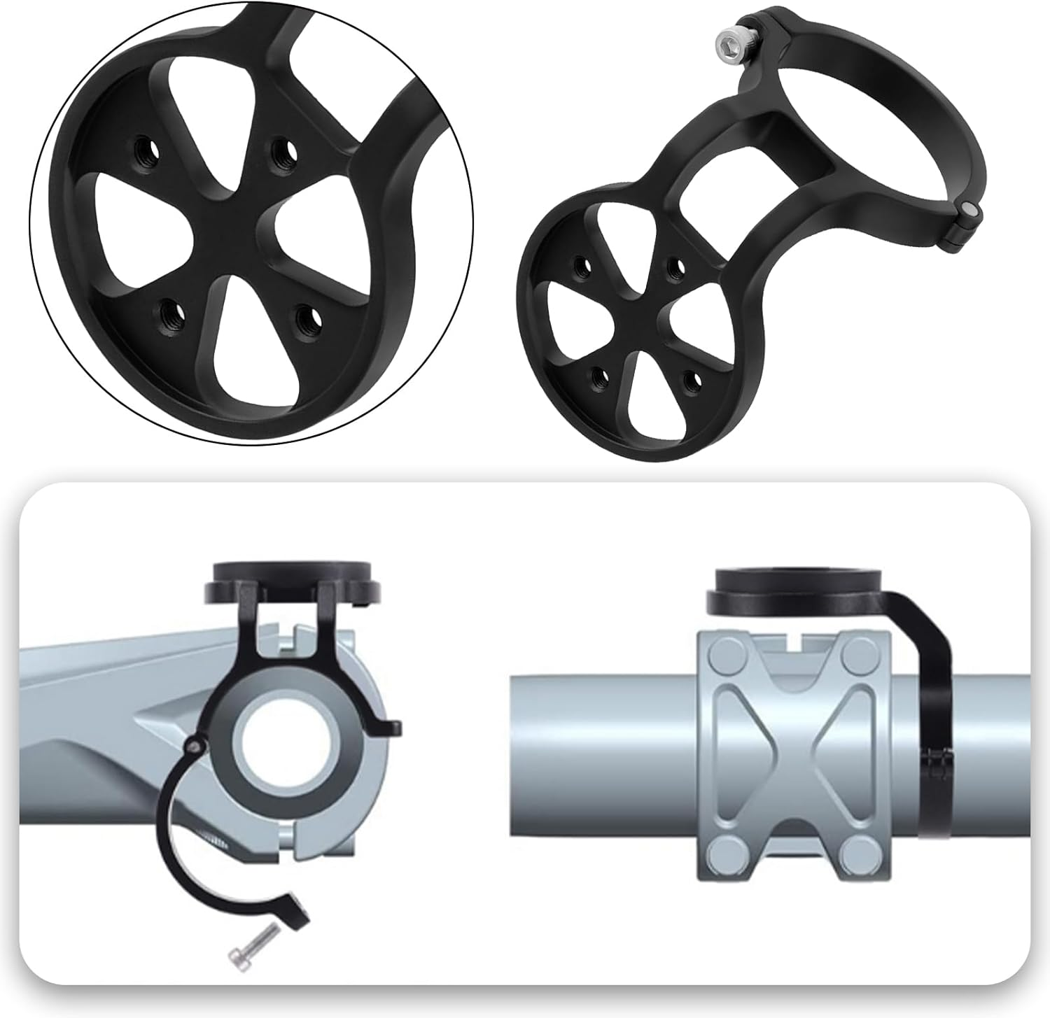 Ecsing 1PC Bike Handlebar Computer Mount for 31.8Mm Handlebars Compatible with Garmin Edge Compatible with Wahoo Elemnt 52.6X31.8X37.9Mm Black image number 3