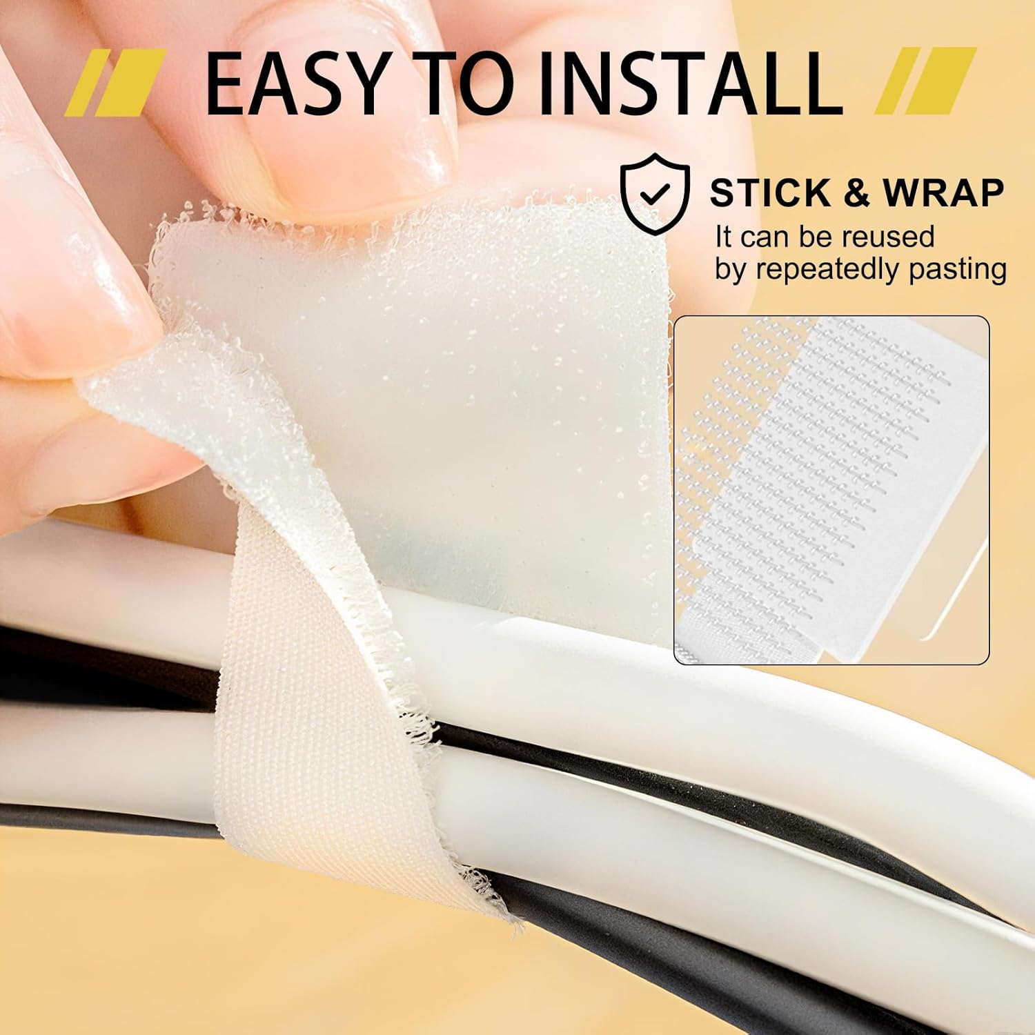 40 Pcs Self-Adhesive Cable Ties, Adhesive Cable Ties Reusable for Strong Hook and Loop Cord Organizers for Desk Home & Office Wire Management Straps for Headphones Phones Electronics image number 5