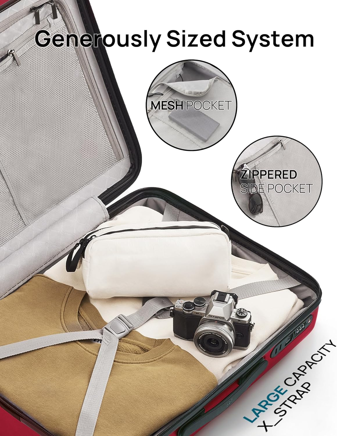 NINETYGO Carry on Luggage 22X14X9 Airline Approved, 20 Inch Hardshell Spinner Hardside Suitcase with Wheels, USB Port, TSA Lock for Travel Quick Getaway Business, Vermilion Red image number 3