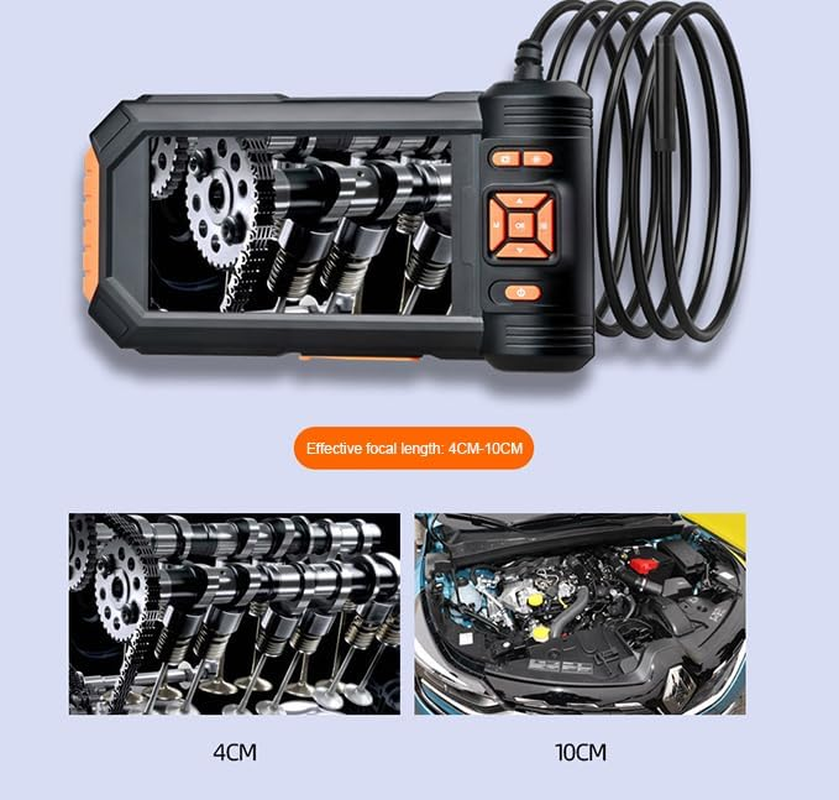 Triple Lens Endoscope Inspection Camera,1080P HD 8Mm Industrial Borescope with 32.8Ft/10M Semi-Rigid Cable, 5 Inchs IPS Screen, Waterproof Drain Snake Camera for Sewer Pipe