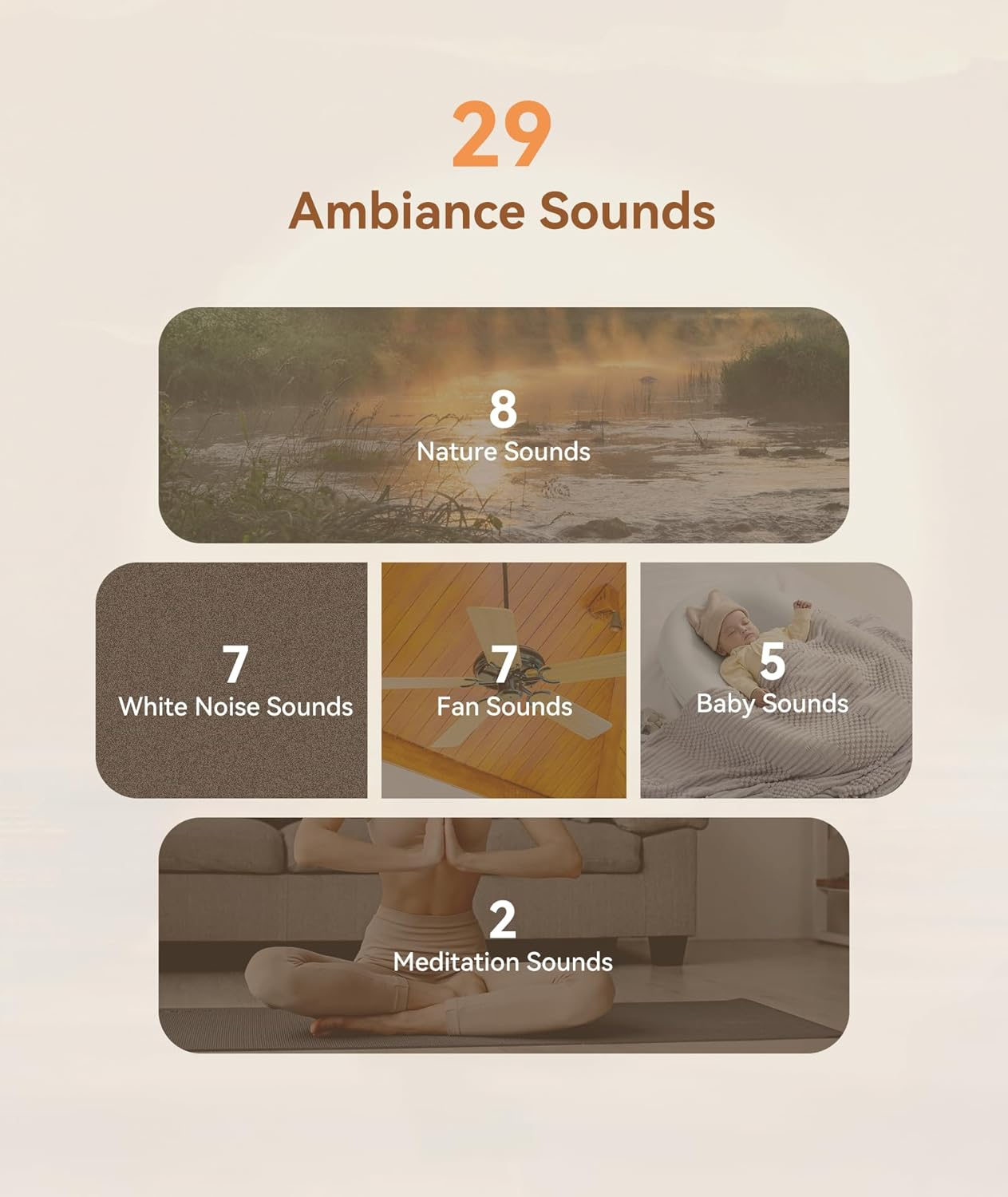 Dreamegg Vibe 1 Sound Machine - White Noise Machine with 10W Loud Stereo Sound, 29 Soothing Sounds, Wireless Pair,Timer, Adjustable Volume, White Noise Sound Machine for Adult Sleeping, Office Privacy, Home, Travel image number 4