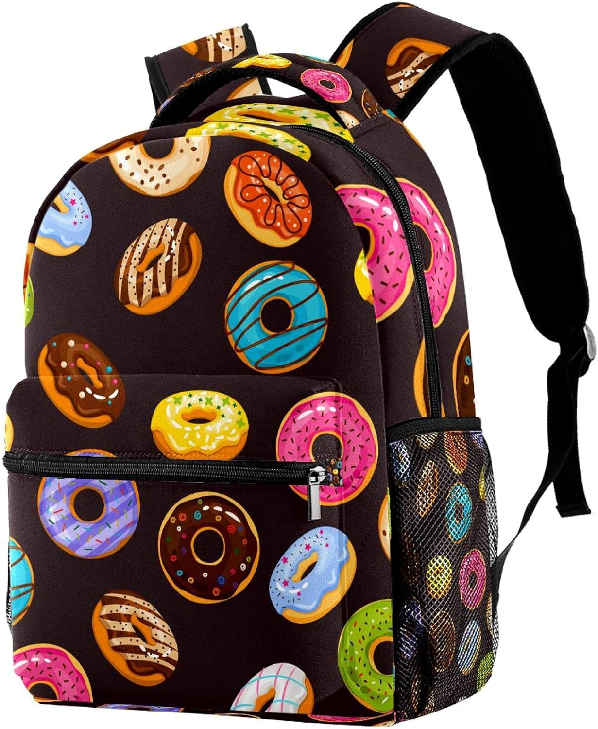 Colorful Glaze and Sprinkles Donuts Backpack Students Shoulder Bags Travel Bag College School Tote Backpacks image number 4