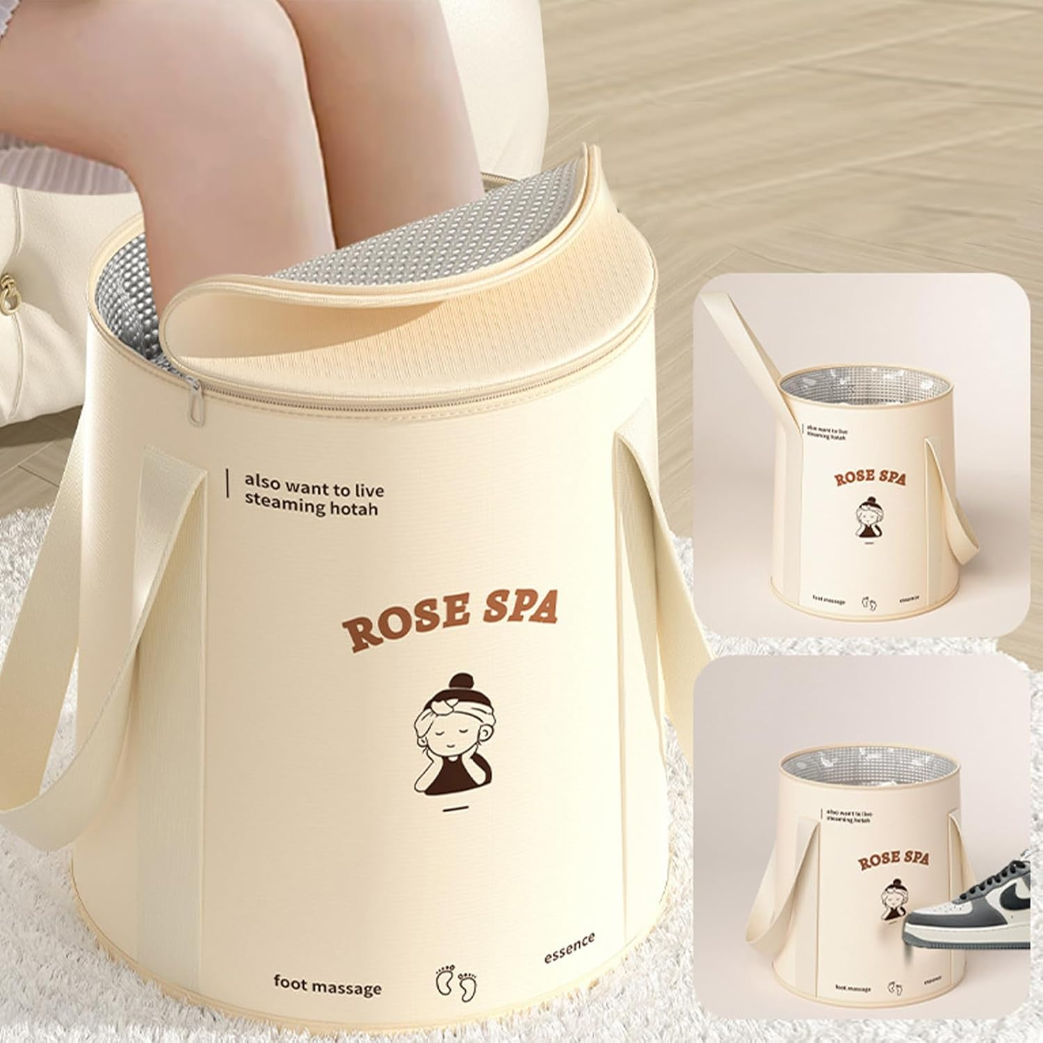 Portable Foot Soaking Bucket,Outdoor Water Container | Leakproof Foldable Durable Large Capacity Universal Collapsible Foot Soaking Basin for Fishing Hiking Spa Travel Borato image number 3