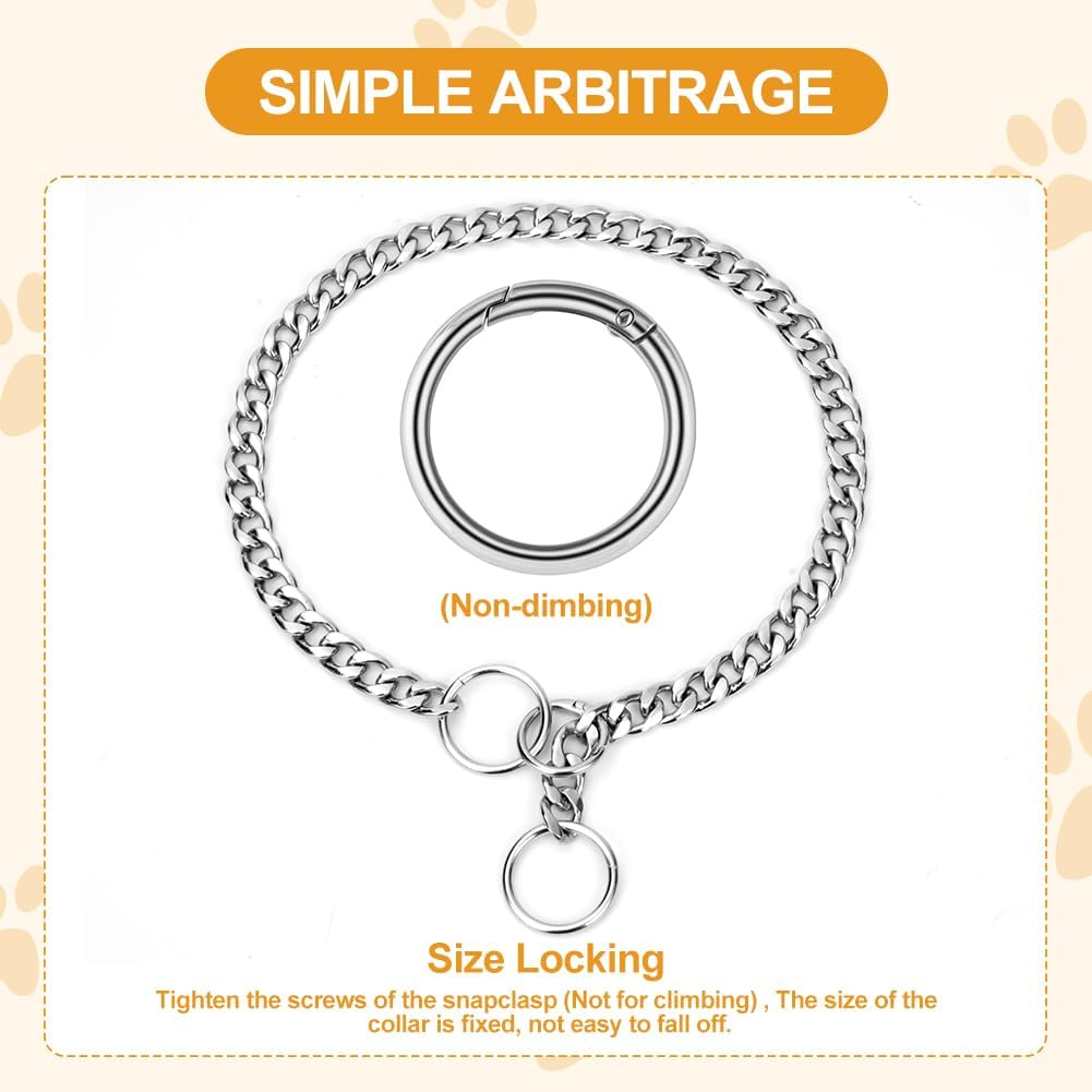 AUAUY Dog Chain Collars, Durable Metal Choke Chain for Dog, Training Collar Chain, Silver Plating No Pull Pet Collar Chain for Pet Outdoor Training Small Medium Large Dogs, Diameter 4.0Mm Length 65Cm image number 3