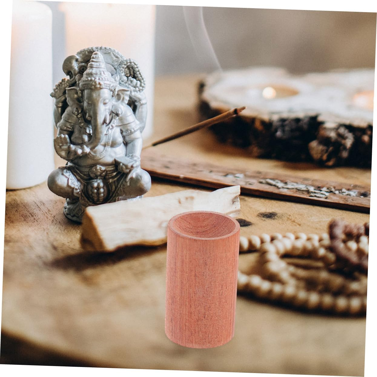 Baluue 4Pcs Natural Wood Aromatherapy Essential Oil Base Stands for Home Office round Cylinder Pedestals image number 3