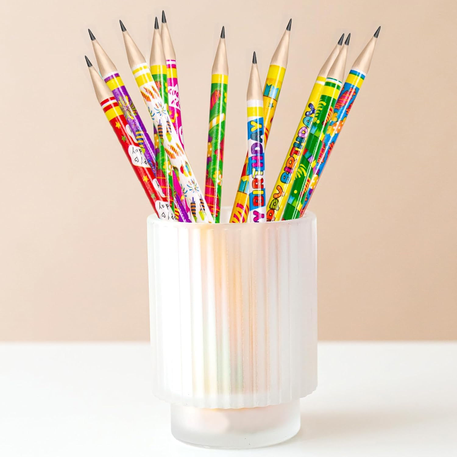 Happy Birthday Pencils 50PCS Wooden Pencil with Eraser Classroom Teacher Award for Kids