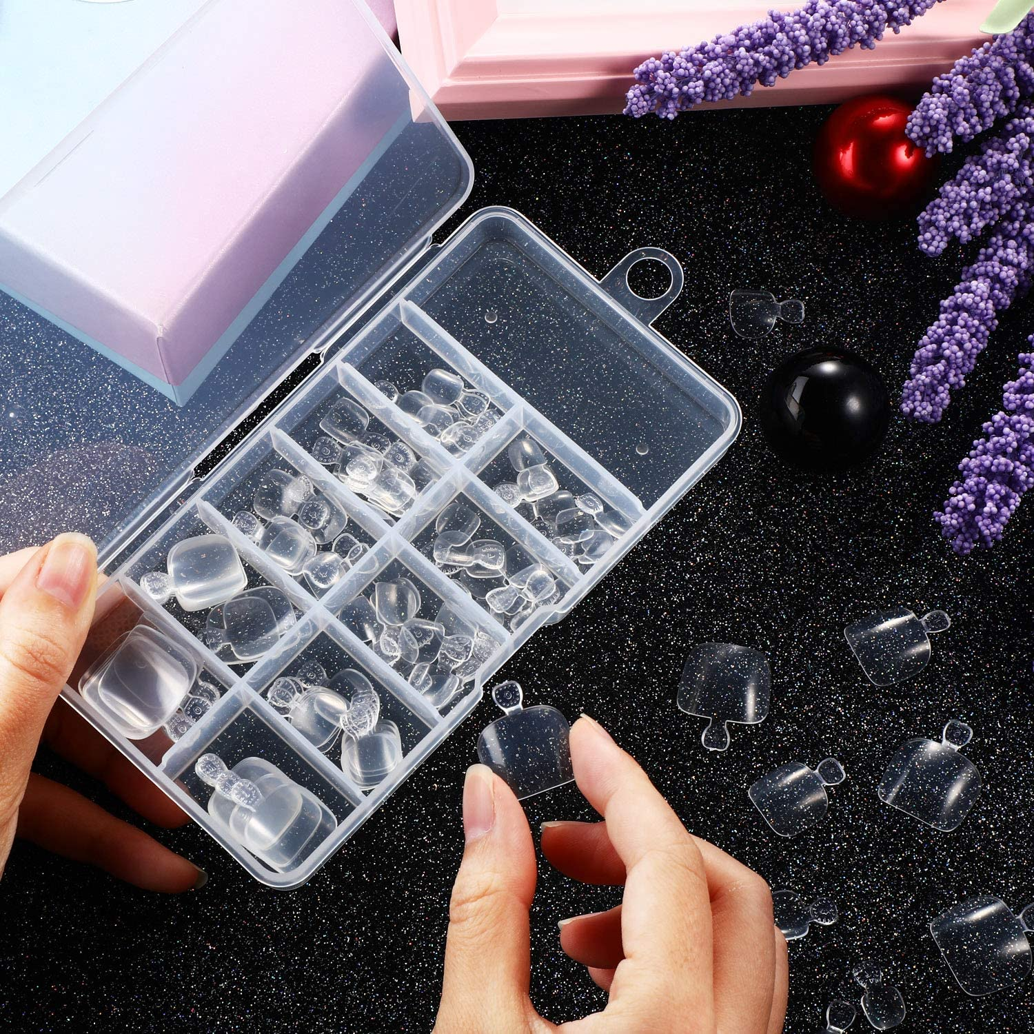 100 Pieces False Toenails Tip with Box, Acrylic Artificial Toenails French Full Cover Toe Art Nails for Women, 10 Sizes for Nail Salon and Foot Decoration (Clear) image number 1
