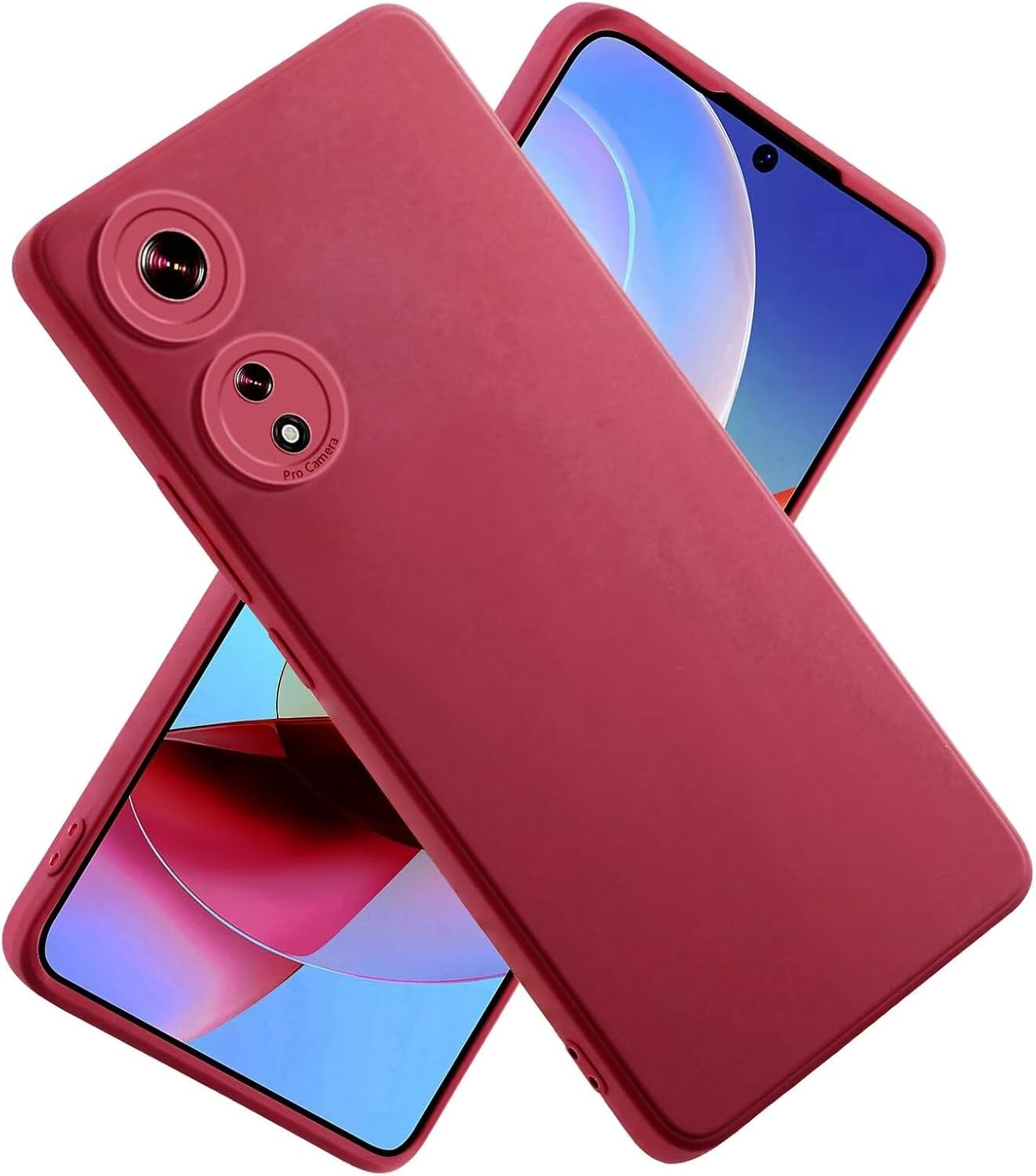 LENGRACE Case for Oppo A58 5G/A58X/A78 5G Soft Silicone Case, Premium Silicone Case for Oppo A58 5G/A58X/A78 5G Shockproof TPU Scratch-Resistant Full Body Protective Mobile Phone Case Red Wine image number 3