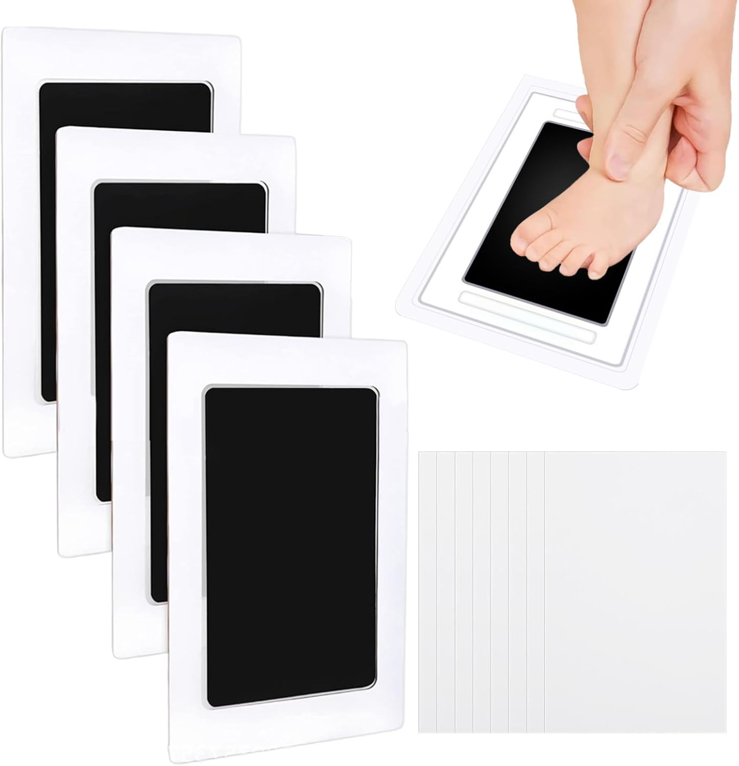 Baby Stamp Pad for Feet, 4-Pack Inkless Dog Paw Print Kit, Home Table Ornament Clean Touch Pet Foot Printing Set for Memorial image number 5