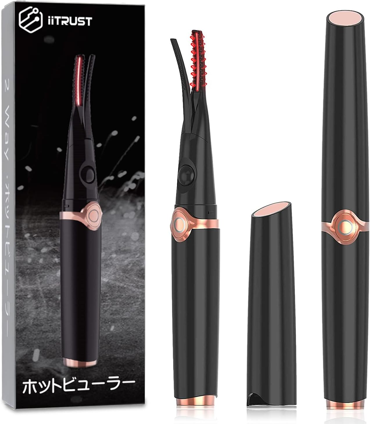 Iitrust Hot Eyelash Curler, 2-In-1, Long Keeping, 3-Stage Temperature Adjustment, 10 Seconds Rapid Preheating, Automatically Power Off, USB Powered, Easy to Carry, Black image number 2