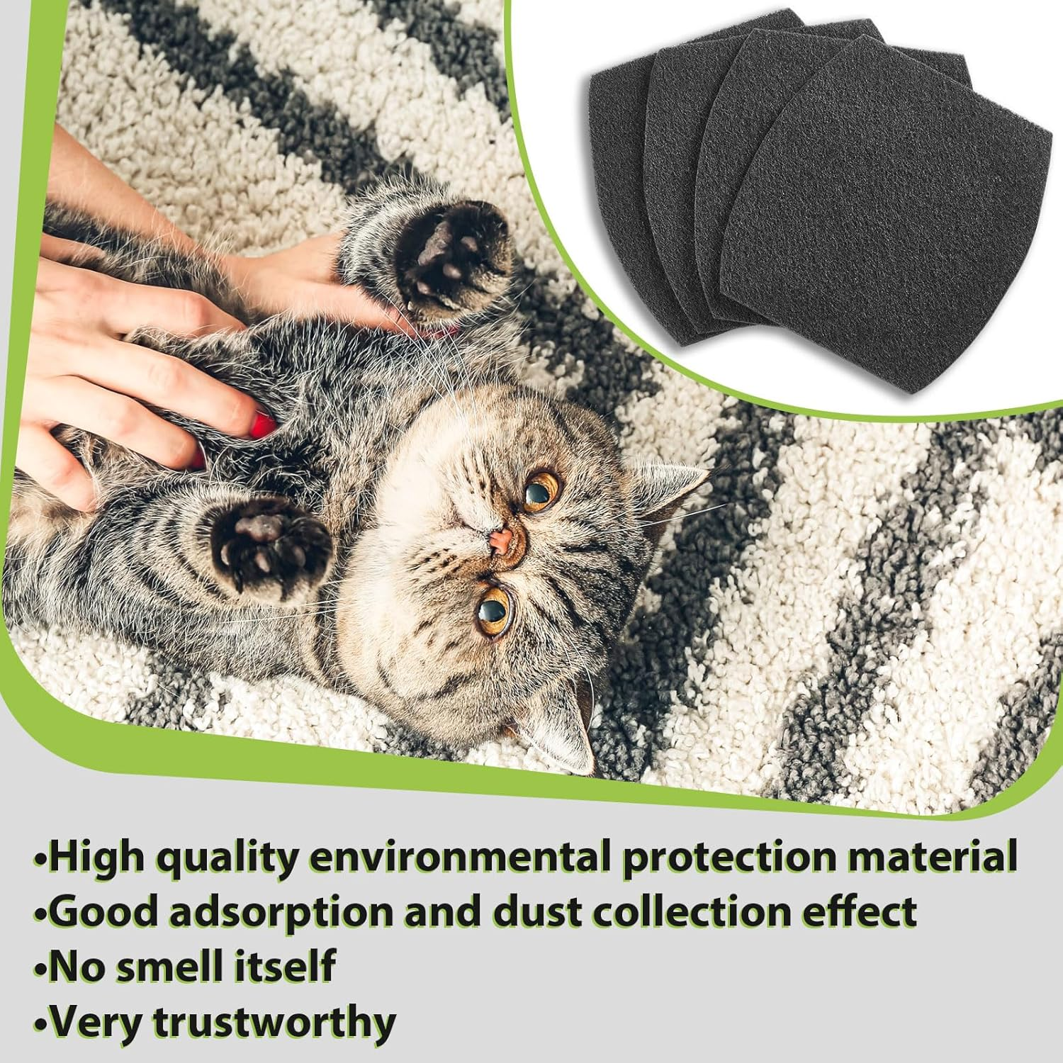 Jecery 10 Pcs Activated Carbon Cat Litter Box Replacement Filters Compatible with Petmate Booda Clean Step 6.3 X 5.91 Inches Filters to Absorbs Odors and Controls Damp for Keeping Fresh image number 5