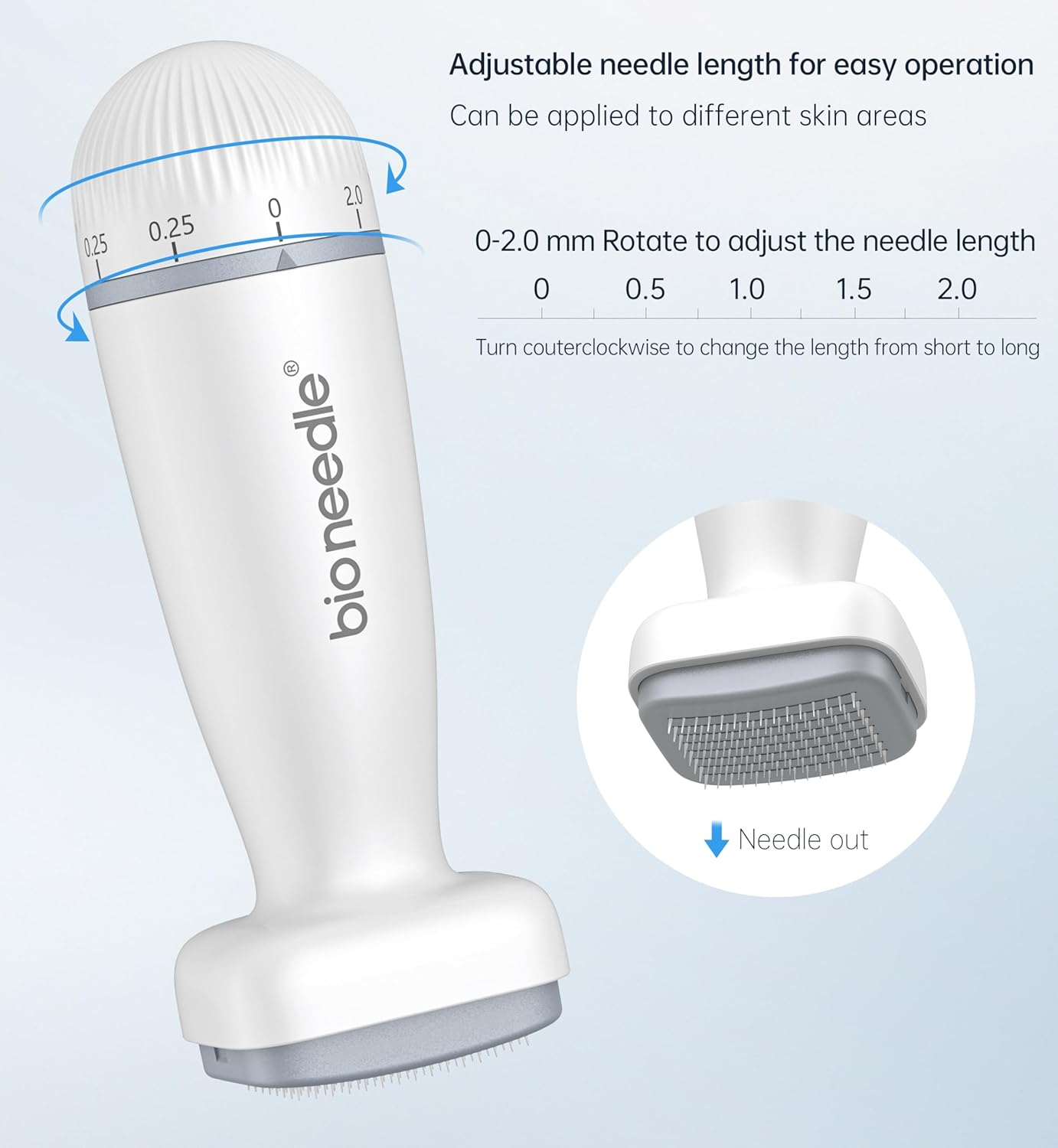 Ebeizi Adjustable Derma Stamp for Scalp Hair Beard Growth, 120 Real Needles from 0.25Mm to 2Mm, Professinal Microneedling Stamp Pen, Derma Roller Alternative for Face Body Home Use image number 3