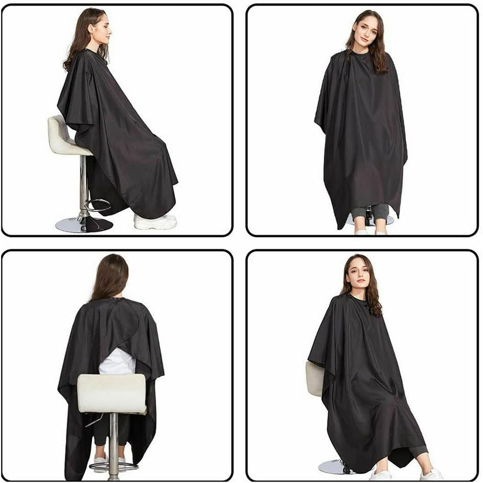 Haircut Hairdressing Capes, Barber Cape, Hairdressing Salon Capes, Hairdressing Cape Set, Adjustable Buckle Design for Haircut, Hairdressing, Shops and Beauty Salons, Family, Black, One Size image number 6
