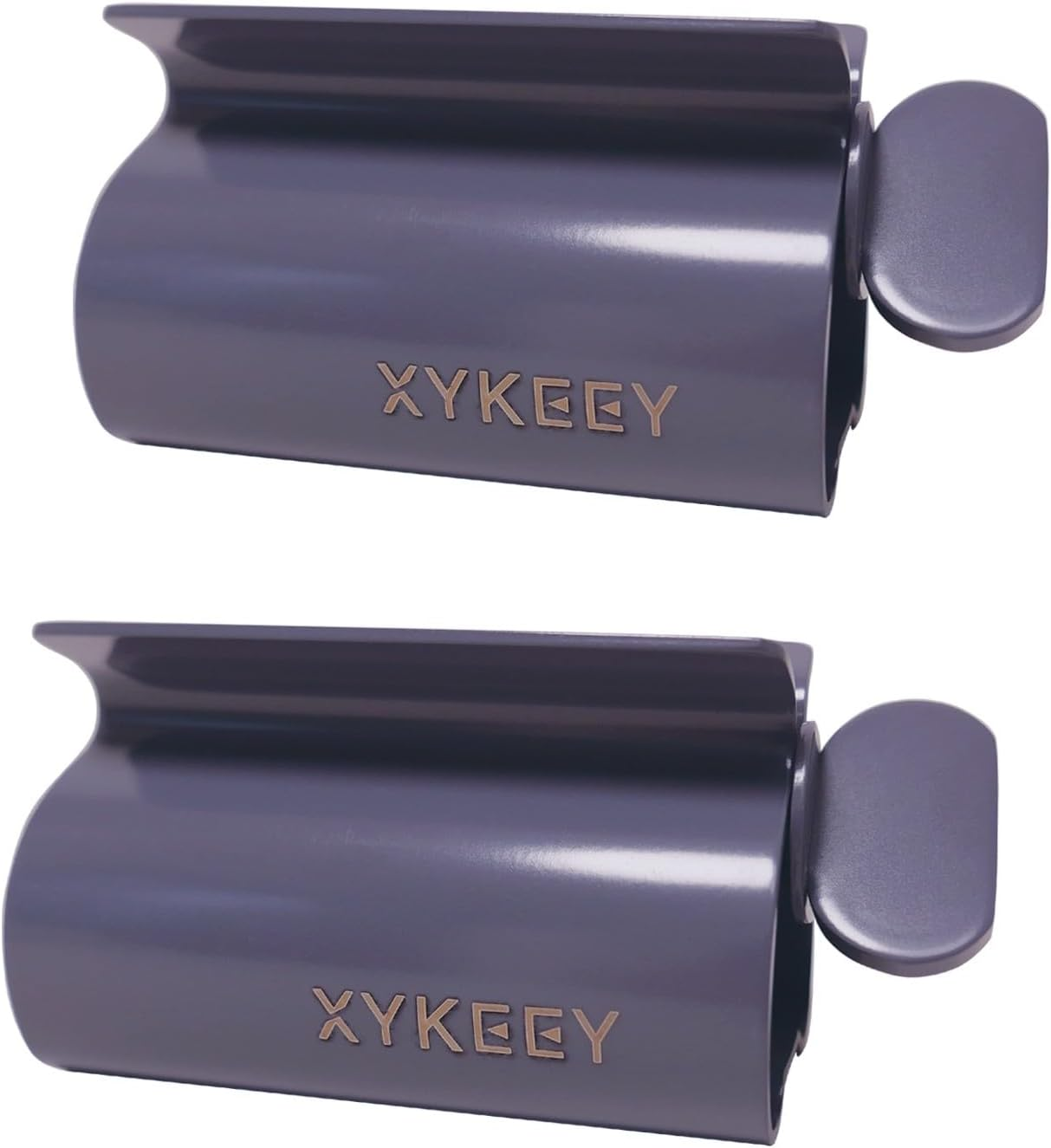 XYKEEY Toothpaste Tube Squeezer - Set of 2 Toothpaste Squeezer Rollers, Metal Toothpaste Tube Wringer Seat Holder Stand (Stainless Steel)