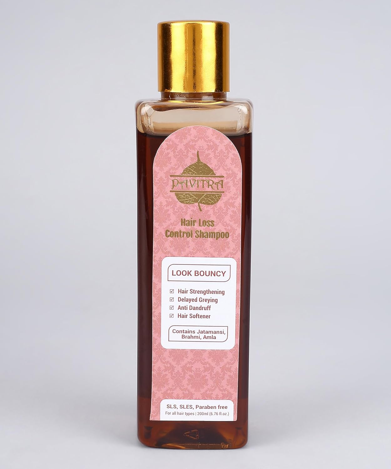 Pavitra+ Hair Loss Control Shampoo with Ayurvedic Formula with Amla, Brahmi, Bhringraj & Herbal Extracts for Deep Hair Nutrition, Thick & Bouncy Hair Growth, 200 Ml (Pack of 1) image number 2