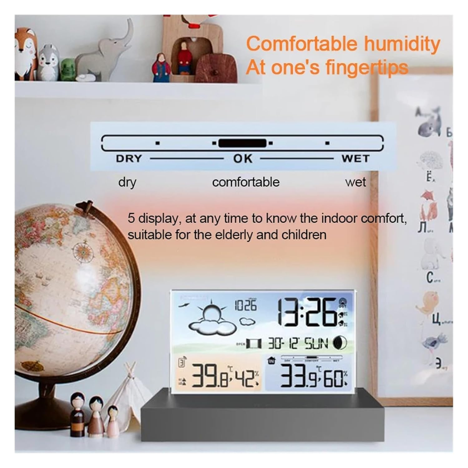 LCD Digital Weather Station Transparent Temperature Humidity Monitor Forecast Indoor Outdoor Hygrothermograph image number 6