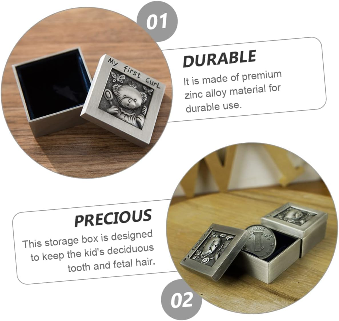 ERINGOGO Teeth Collection Box Fetal Hair Holder Cartoon Organizer Commemorative Case for Newborn Keepsake image number 5