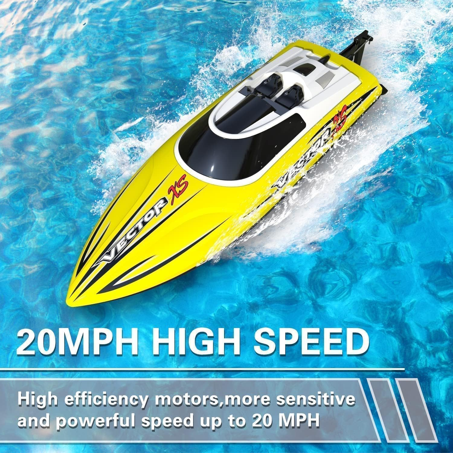 VOLANTEXRC RC Boat 20+ MPH Speed Remote Control Boat for Beginners with 2 Batteries, Reverse Action,Rc Boat for Adults (795-4Yellow) - 79505 Blue image number 6
