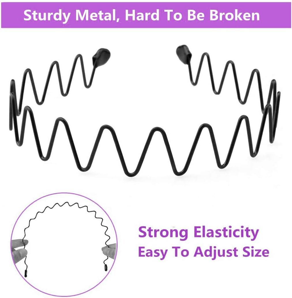 Metal Headbands for Men & Women Headband for Washing Face Make up Skicare Hair Band Wavy Spring Fashion Sports Head Bands - A image number 5