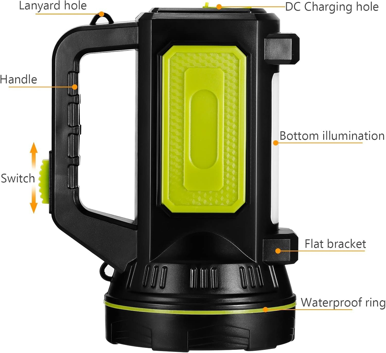 LED Handheld Flashlights, Super Bright Torch Searchlight, Portable LED Spotlight, Rechargeable Waterproof Flashlight Lantern for Camping, Hiking, Fishing, Hunting, Emergency image number 3