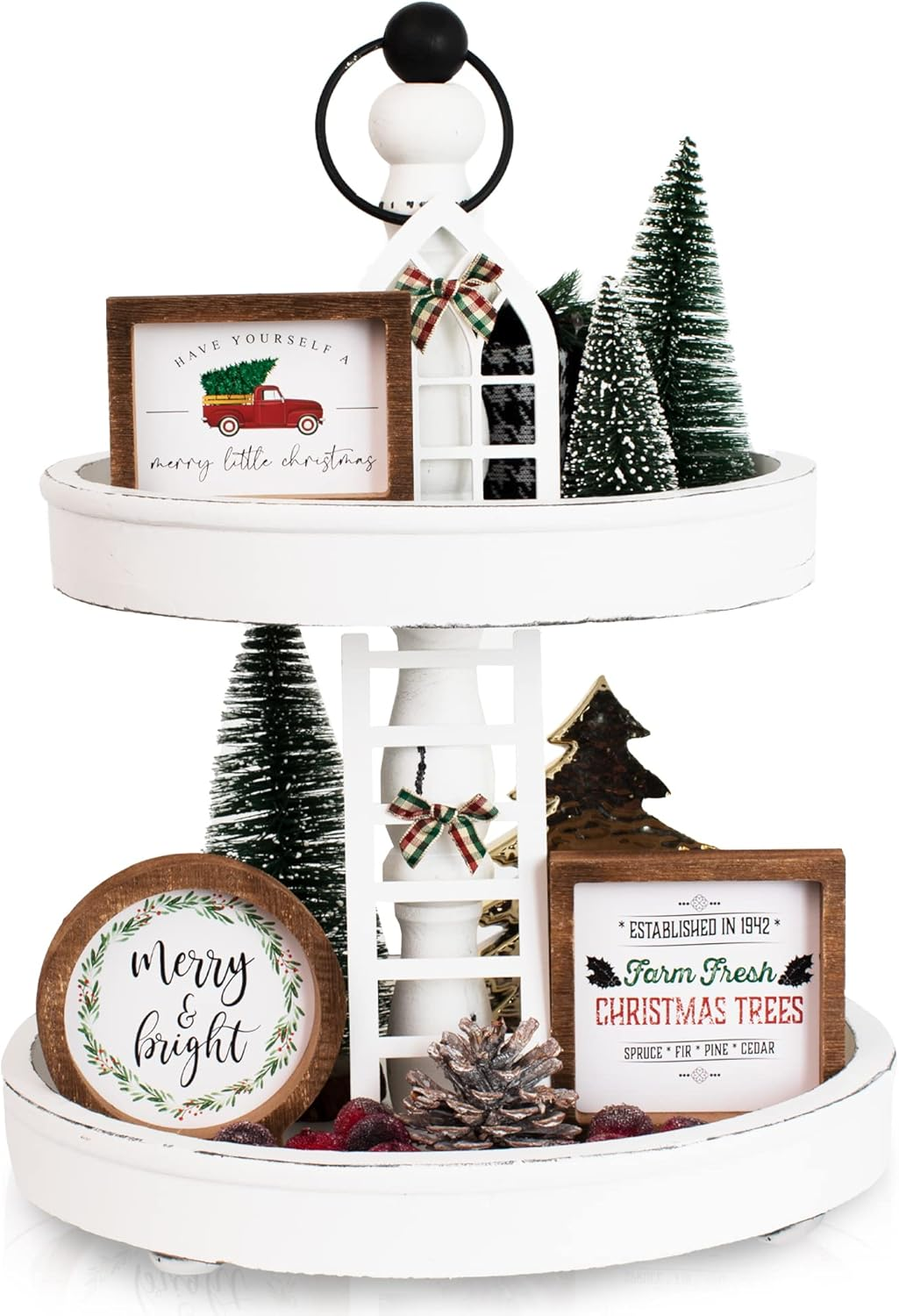 The Ultimate Farmhouse Tiered Tray Decor Set - Beautiful Year round Seasonal & Fall Holiday Decoration Bundle - the Perfect Lemon and Summer Centerpiece Design for Home & Kitchen Decor image number 2