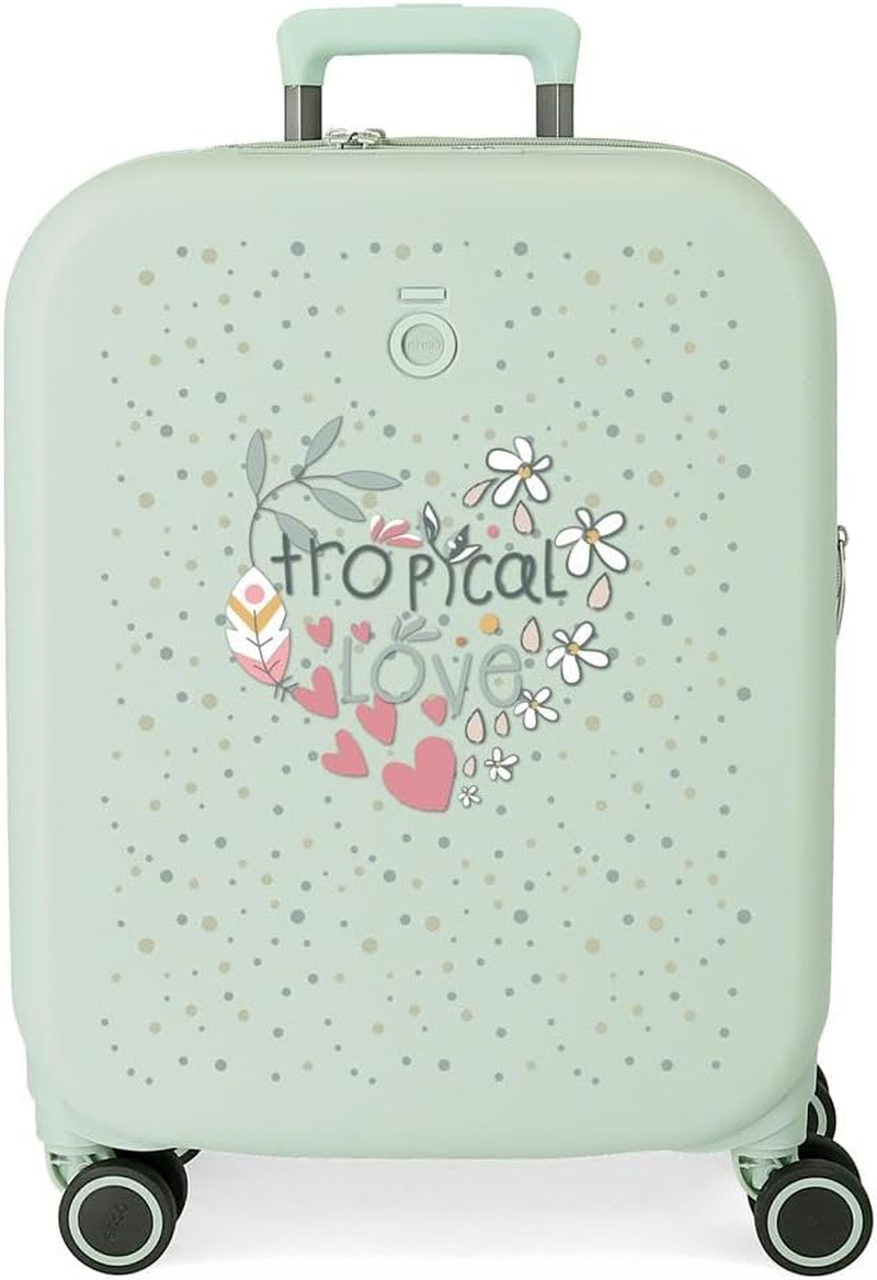 Enso Tropical Love Cabin Suitcase Green 40 X 55 X 20 Cm Rigid ABS Closure TSA Integrated 37L 3.2 Kg 4 Wheels Double Luggage Hand Luggage, Green, Cabin Suitcase, Green, Cabin Suitcase image number 5