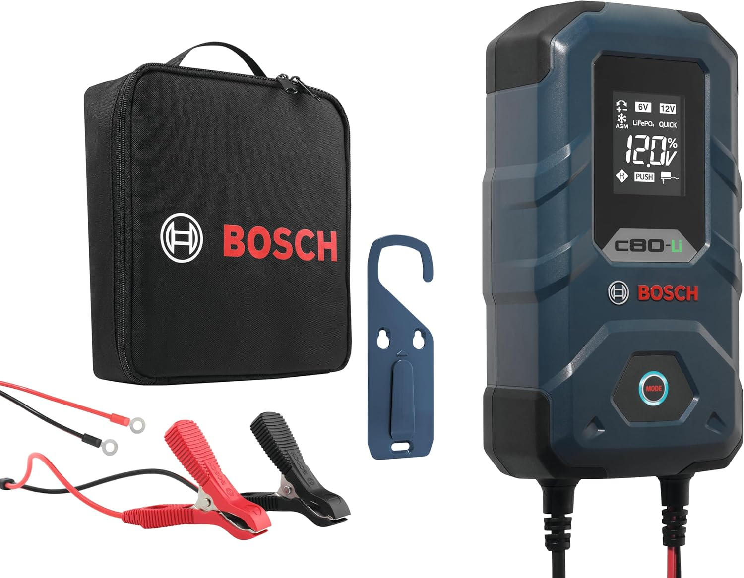 Robert Bosch (Australia) Automotive C80-Li Battery Charger - 15 Amps with Trickle Charging - for 6V/12V Lead-Acid, AGM, EFB, Gel, SLI and 12V Lithium - Lifepo4 Batteries, Comes with AU Style Plug image number 1