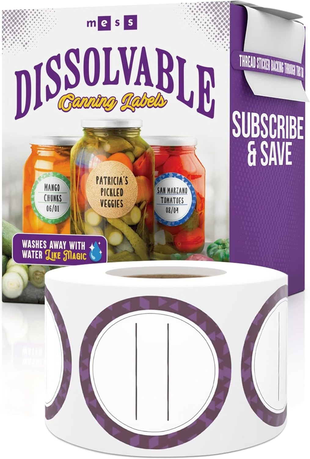 Canning Labels Dissolvable Stickers for Mason Jars and More (2" round 200/Roll) Canning Supplies Washes off in Seconds like Magic - Jar Labels Homemade Jam, Jelly, and More (Eggplant) - Artichoke image number 4