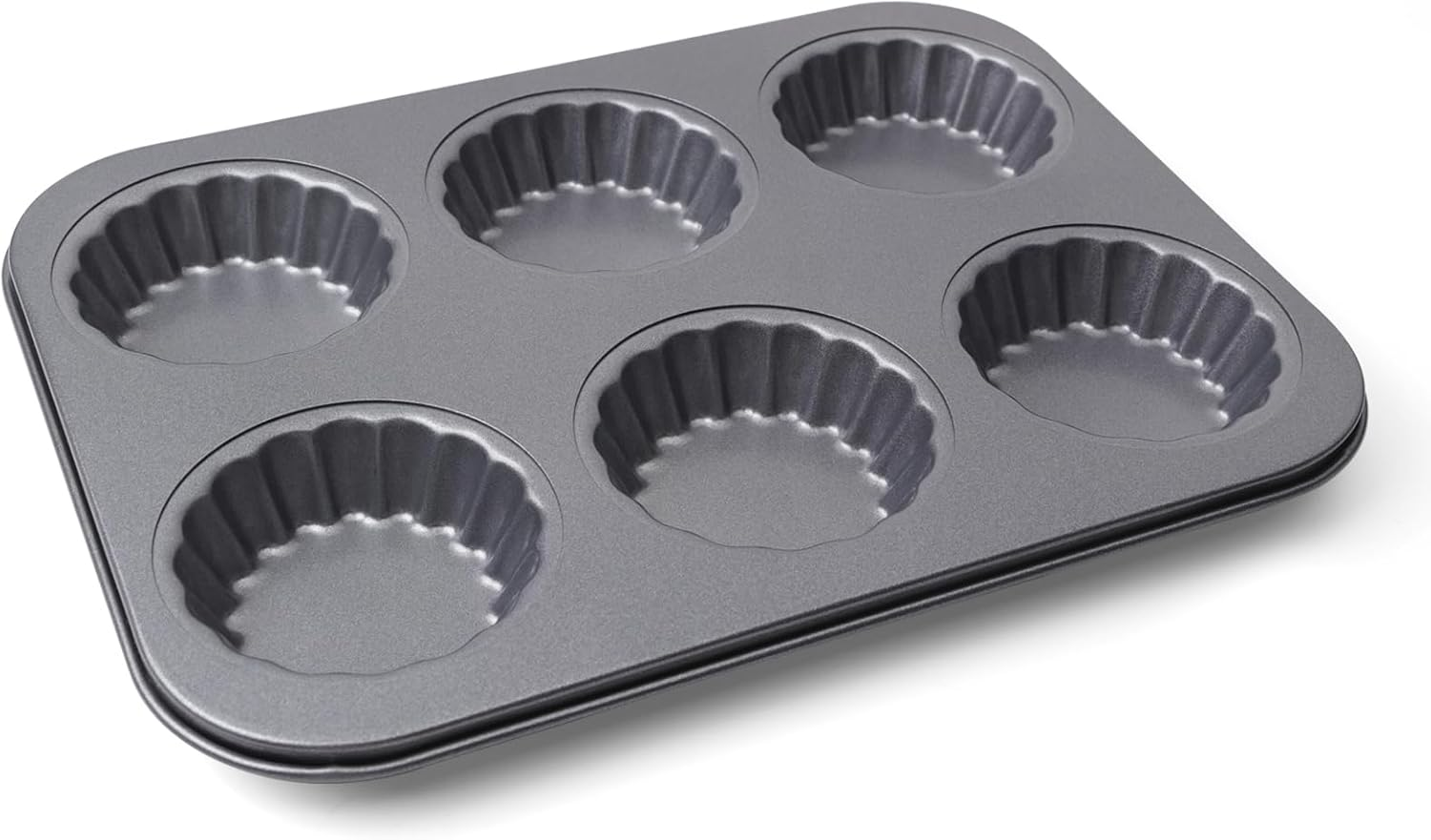 Sinsanye Mini Tart Pan, 2.75" Egg Tart Molds 6-Cavity Non Stick Fluted Mini Tart Mould, Reusable Quiche Bakeware Carbon Steel for Pies, Quiche, Cheese Cakes, Desserts image number 1