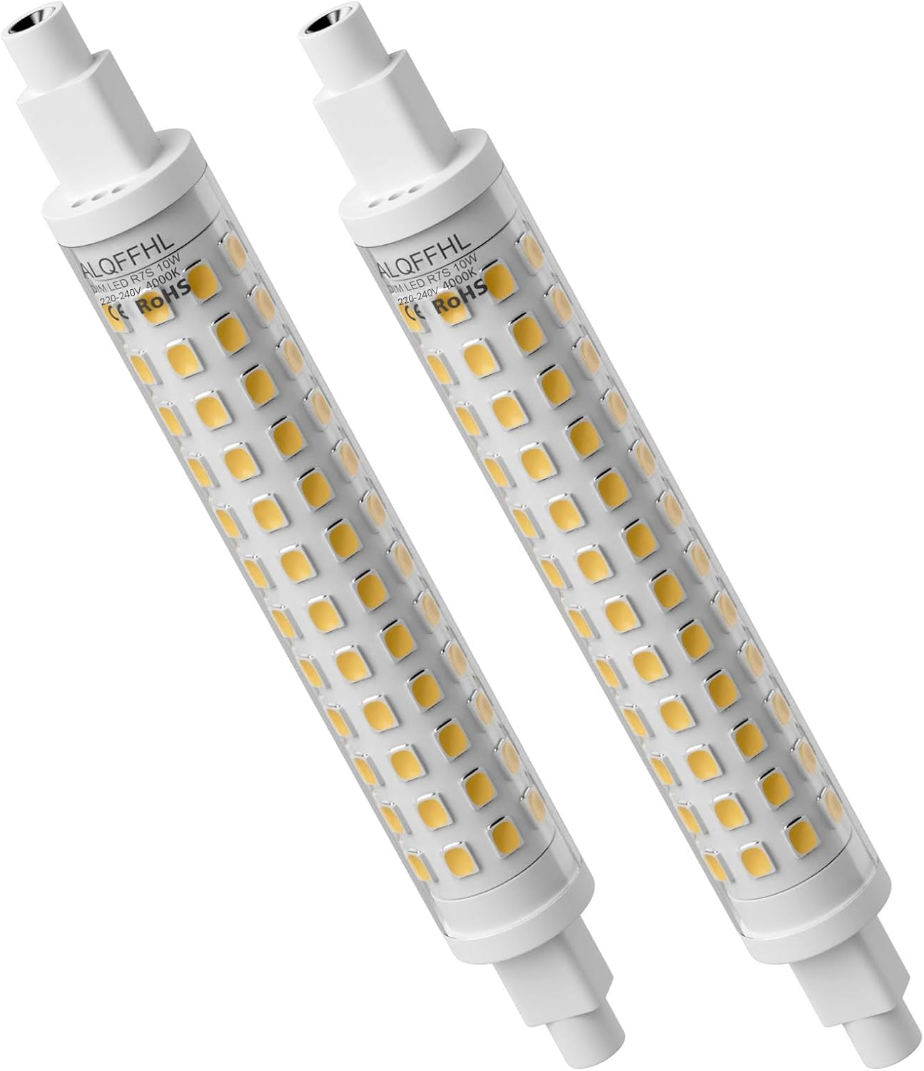 R7S 118Mm Dimmable 10W LED Bulb, Linear LED Double Ended J-Type Floodlights (T3 100W Halogen Equivalent), 3000K 1000 Lumens, Wall/Security/Floor Lights, Pack of 2 (Warm White)