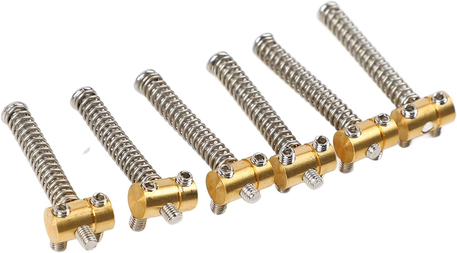 Generic Brass Saddles Set, Brass Guitar Saddles Drum In-Tune Bridge Compensated Bridge Set for Tele Style Electric Guita Replacement Parts image number 5