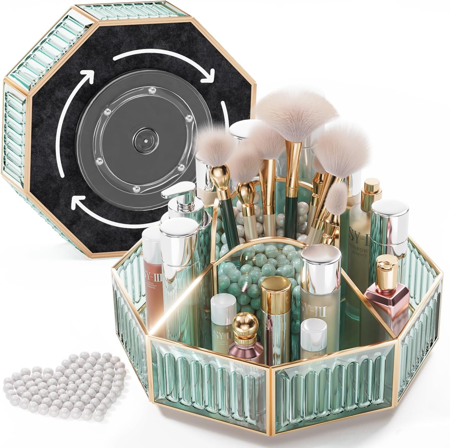 Coralhouse 360&deg; Rotating Makeup Organizer &ndash; Spinning Vanity Organizer with Makeup Brush Holder for Countertop, Bathroom Storage, Skincare, Perfume & Cosmetic Organizer for Vanity image number 3