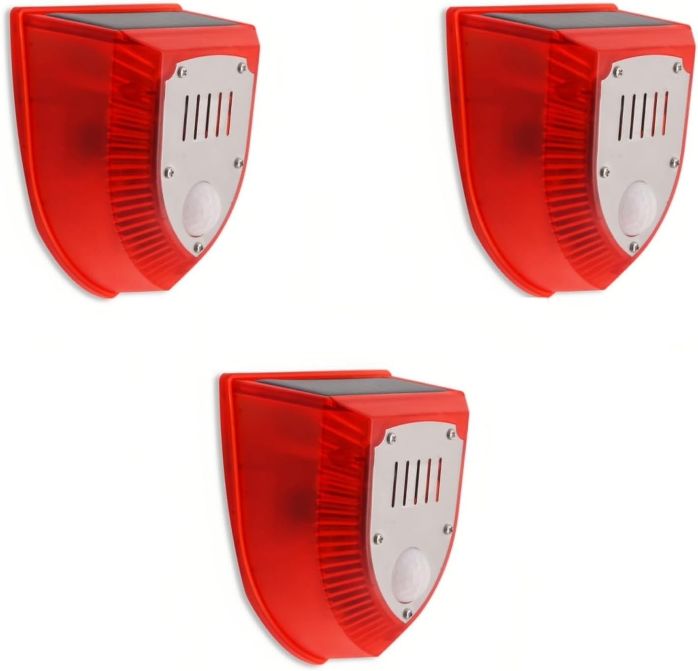 Lancoon Solar Security Alarm Lights Motion Sensor 129Db Loud IP65 Waterproof Light Strobe Light Warning Lamp Gunshot Sounds & Barking Sound for Outdoor Yard Barn