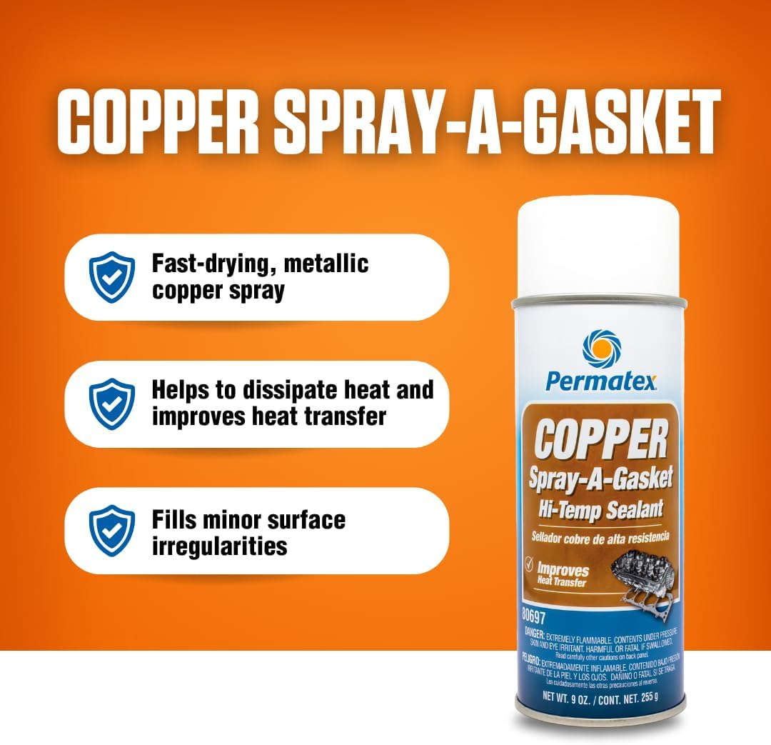 Permatex Copper Spray-A-Gasket High Temp Sealant, 255 Ml image number 1