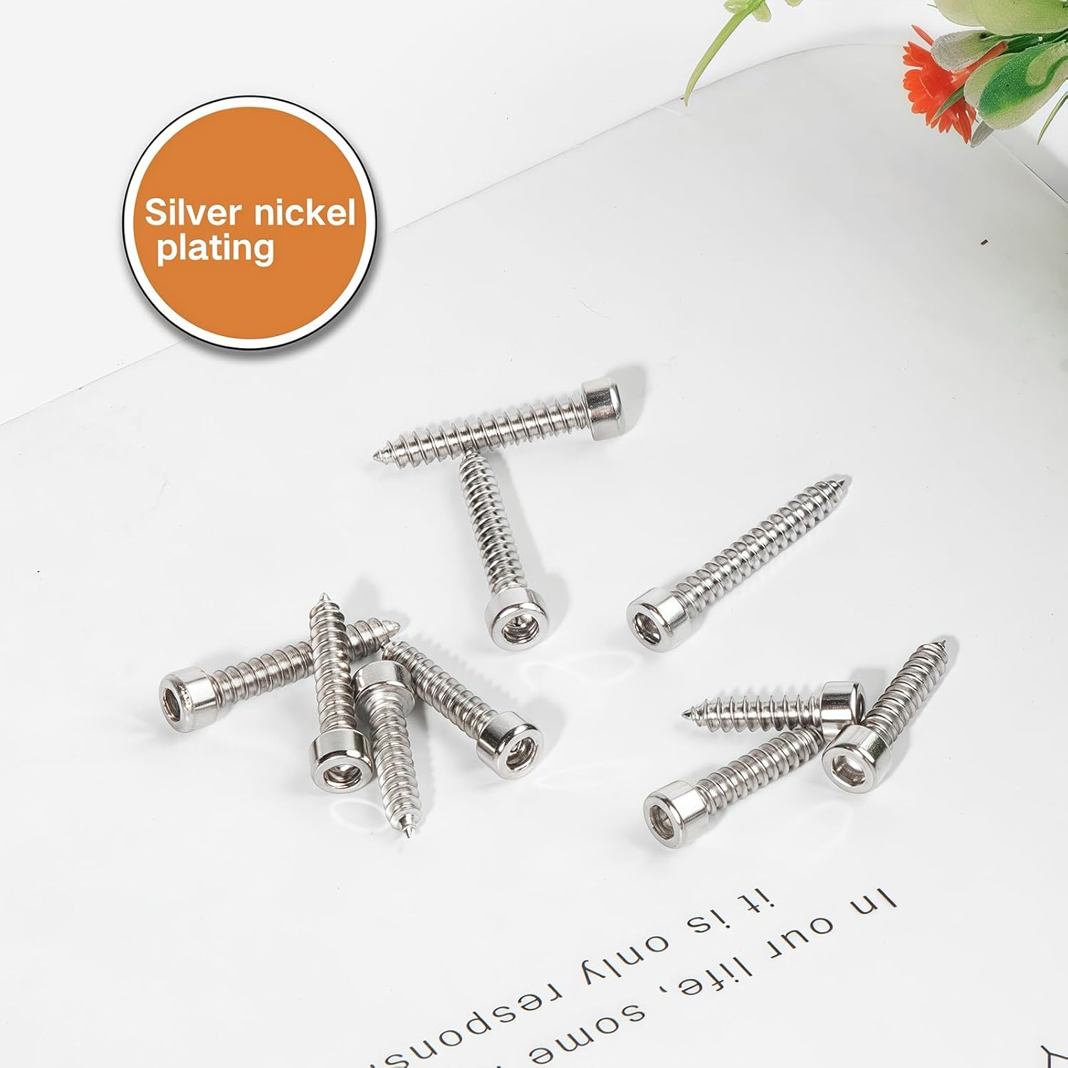 Zmbroll Hex Socket Head Cap Self Tapping Screws M4X8/10/12/14/16/18/20/25/30/35Mm Grade 8.8 Silver Nickel Plated 220Pcs M4 Hex Socket Drive Allen Head Sheet Metal Wood Screw with Wrenches image number 5