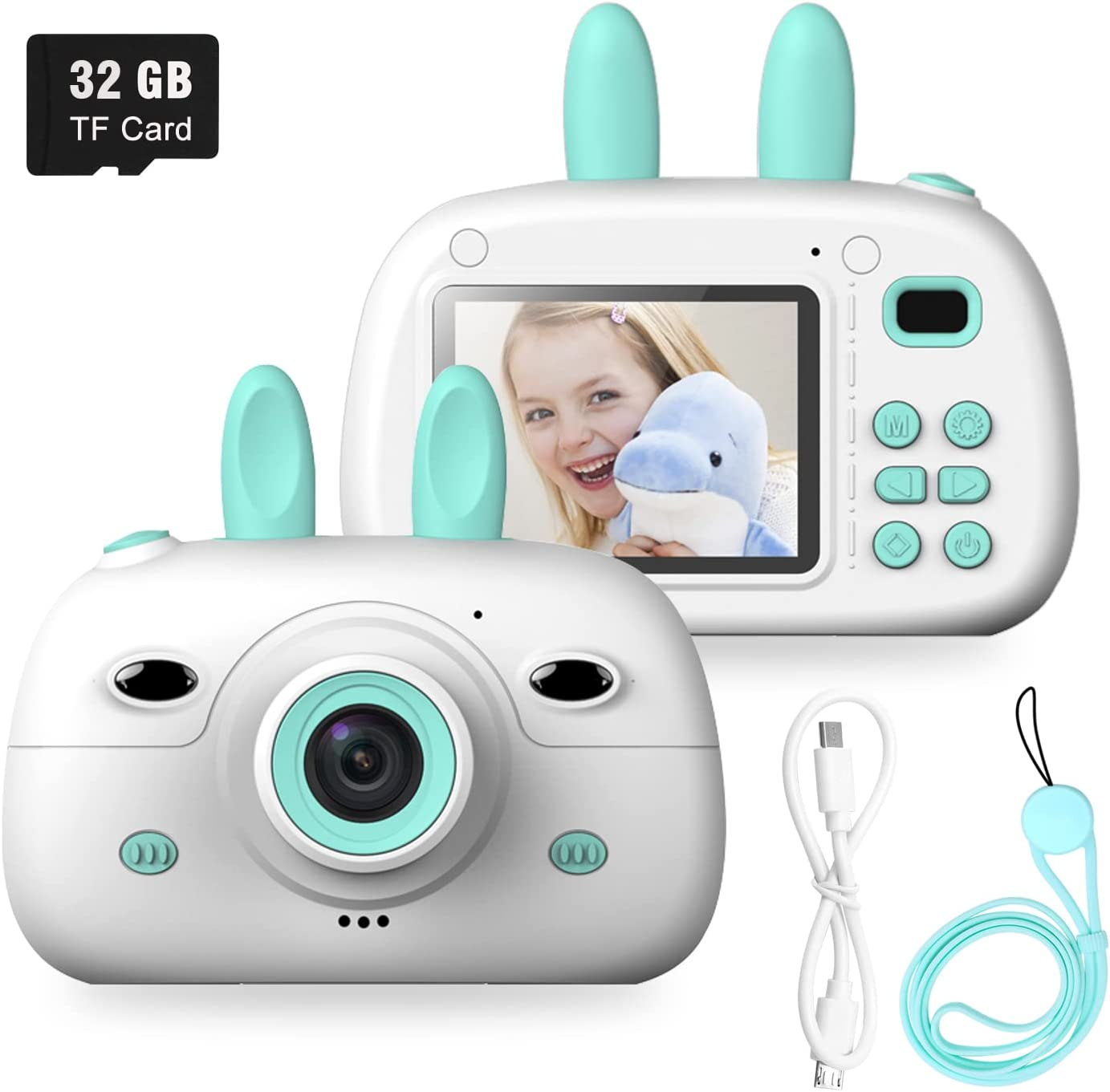 Kids Digital Video Camera Front and Rear Selfie 8MP Mini Rechargeable Children Camcorder, Shockproof Soft Cover 2 Flashlight Toys Camera 3-12 Year Old, 650Mah 32GB (Blue) image number 5