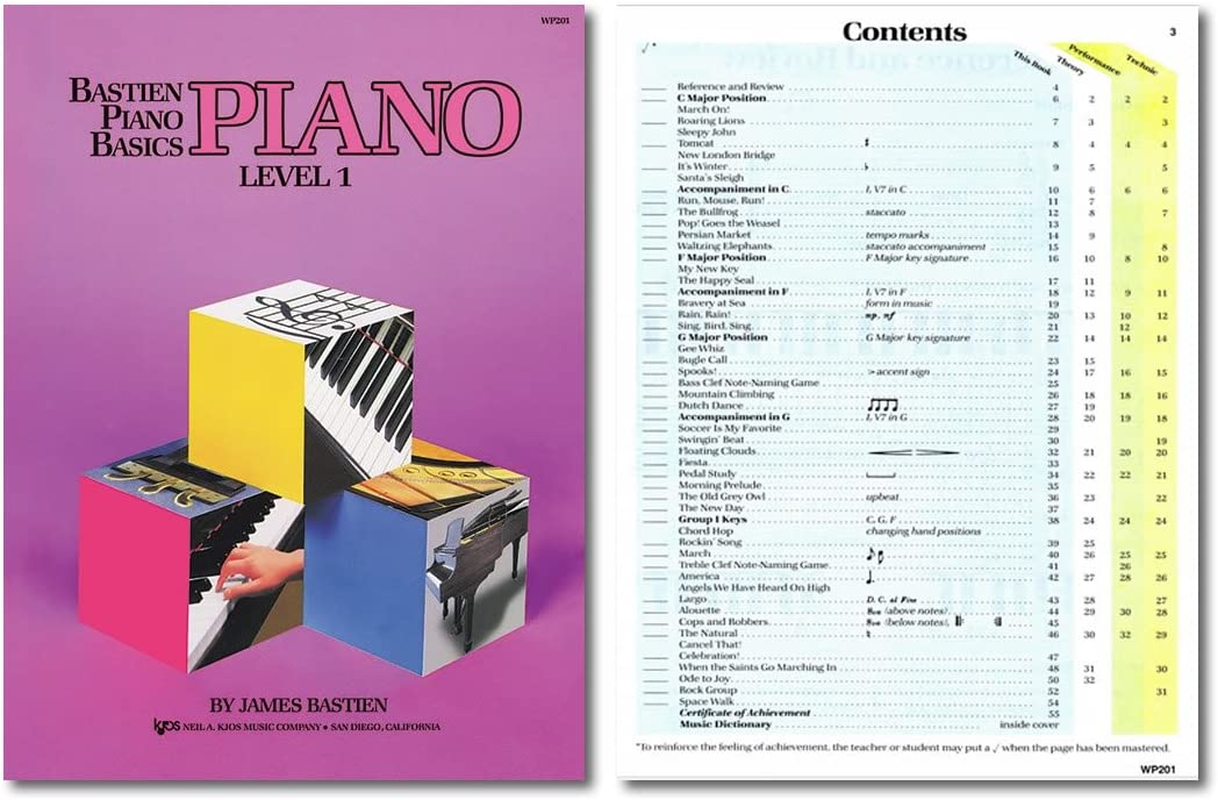 Bastien Piano Basics Level 1 Learning Set by Bastien - Lesson, Theory, Performance, Technique & Artistry Books & Juliet Music Piano Keys 88/61/54/49 Full Set Removable Sticker image number 6