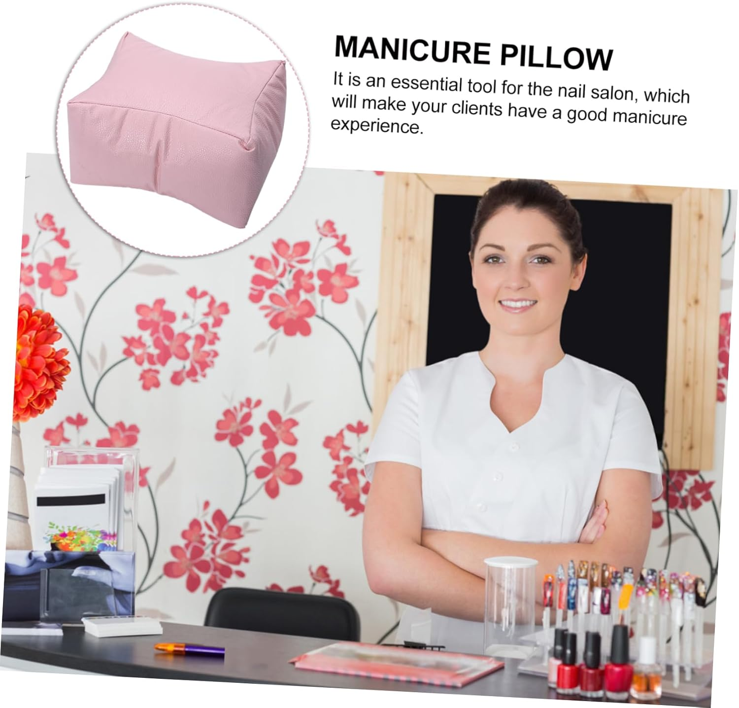 Healeved Leather Hand Cushion Supple Comfortable Wrist Pillow for Manicure Use as Foot Pillow at Home Salon image number 6