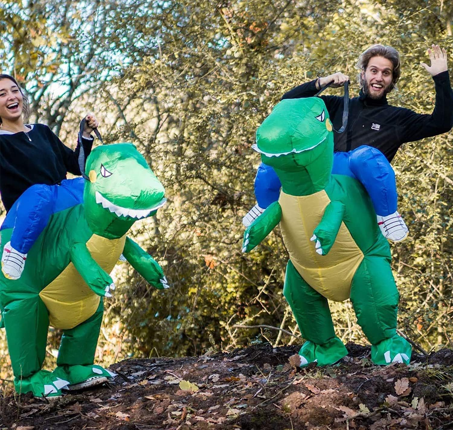 LUVSHINE Inflatable Dinosaur Costume Ride on Green T-Rex Costume Adult Halloween Costumes for Party, Gifts