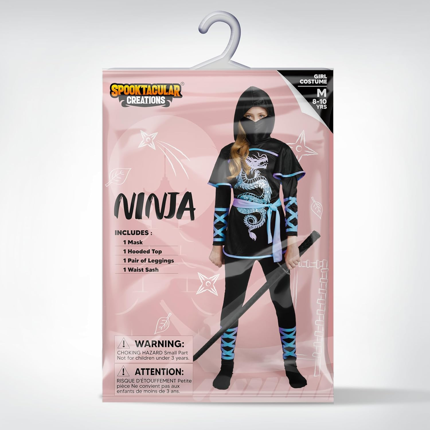 Spooktacular Creations Black and Red Ultimate Ninja Dragon Costume Set for Kids, Girls, Halloween Dress Up image number 4