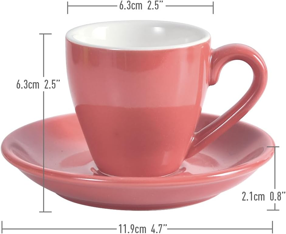 Ionegg Porcelain Espresso Cup with Saucer, Espresso Shot Cup, 80Ml/2.7Oz, Pink image number 4