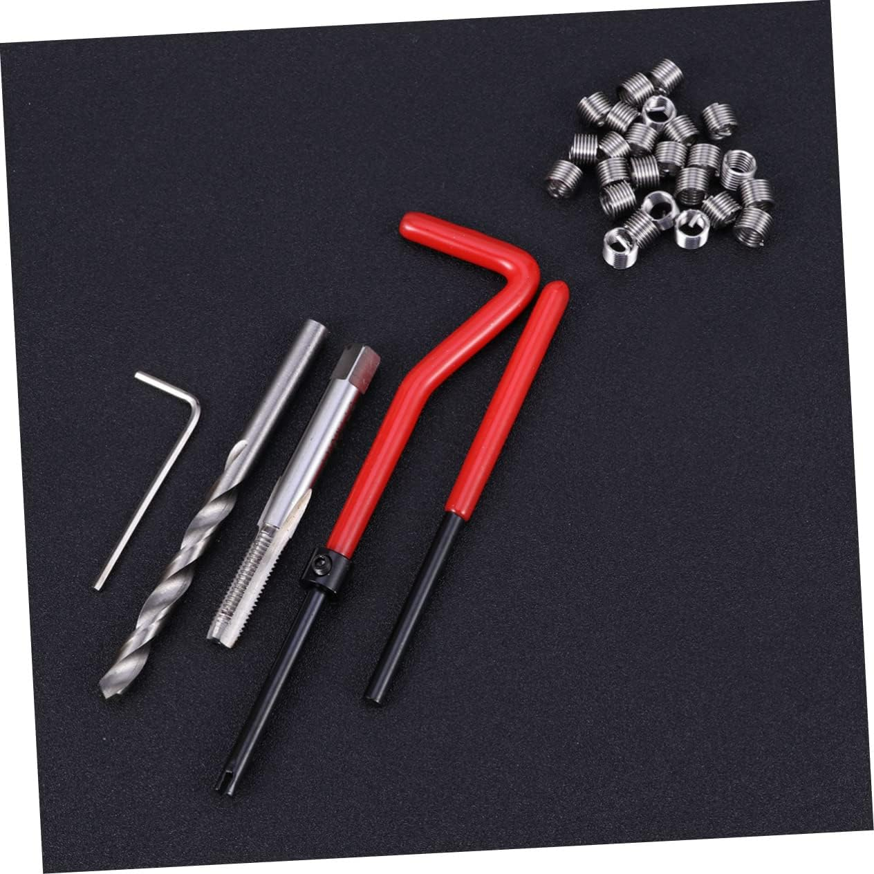 BUGUUYO 30Pcs Thread Rethreading Kit Helicoil Repair Tool Full for Automotive Metric Insert Kit Thread Repair for Steel Cast Iron image number 5