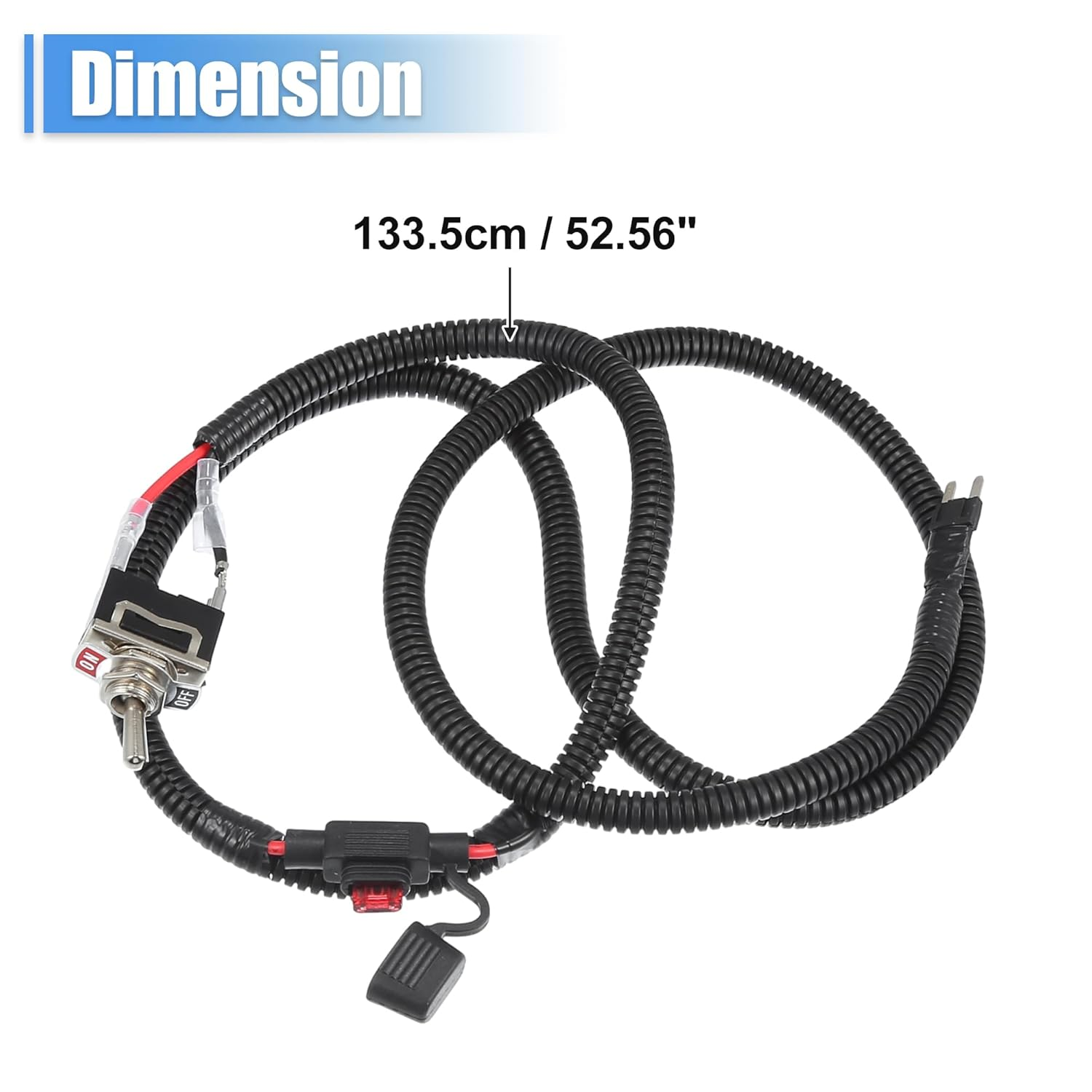 Uxcell 1 Set 133.5Cm 52.56" Universal Automotive Switched Fuse Bypass Kit Fuse Bypass Switch image number 5