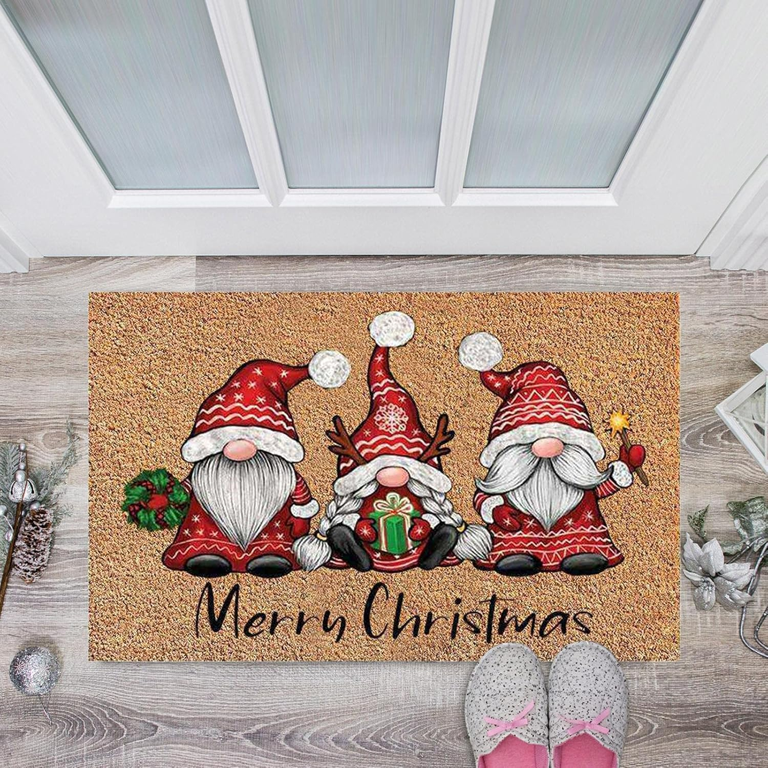 Christmas Decorative Doormat, Lovely Christmas Welcome Doormat Non Slip and Washable Winter Door Mat, Christmas Holiday Home Decoration image number 2