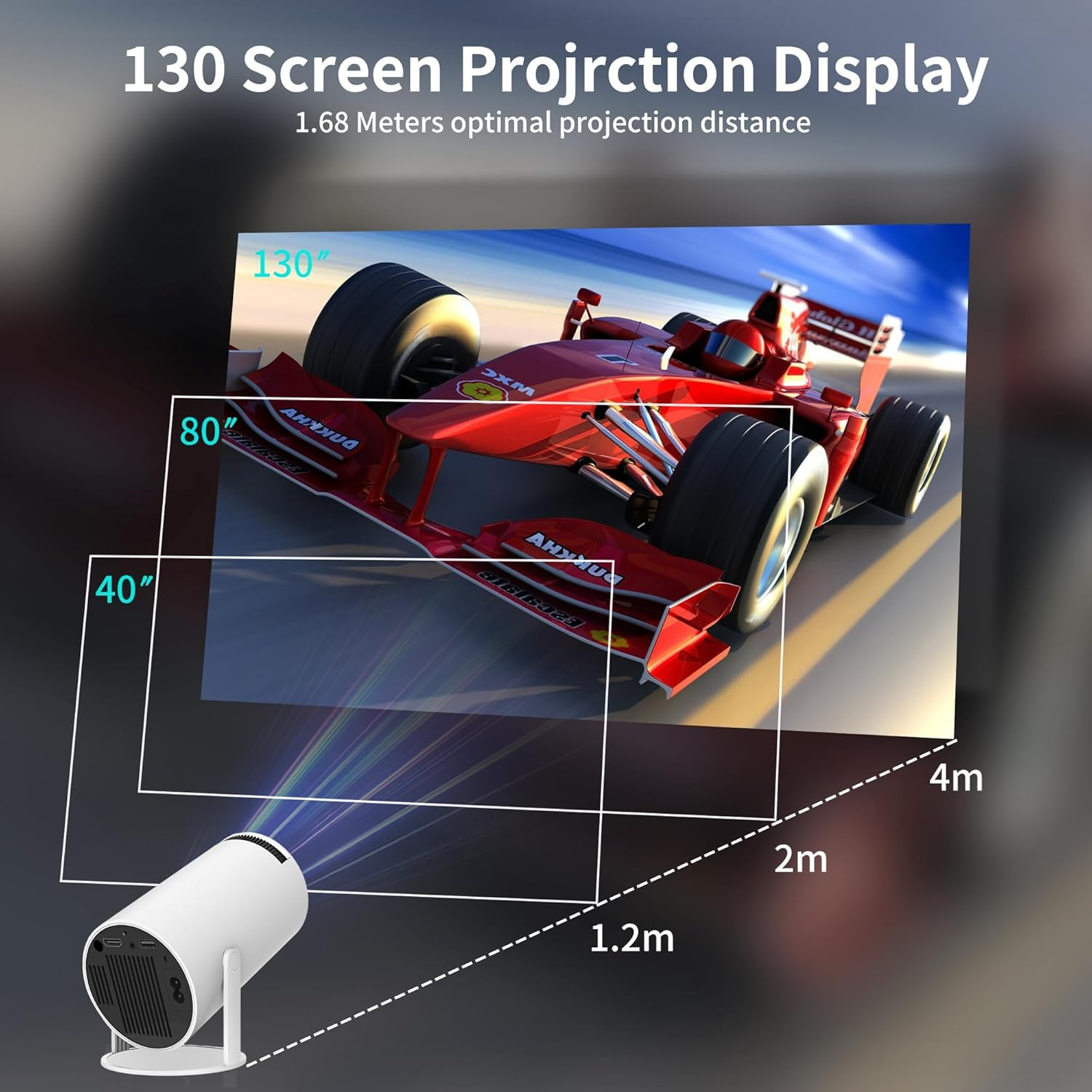 Mini Projector - 2025 Upgraded Portable Projector with Wifi 6 & Bluetooth 5.2, 4K Projector with Native 1080P & 4K Support, with Hdmi/Usb/Ps5/Smartphone/Laptop Compatibility image number 5