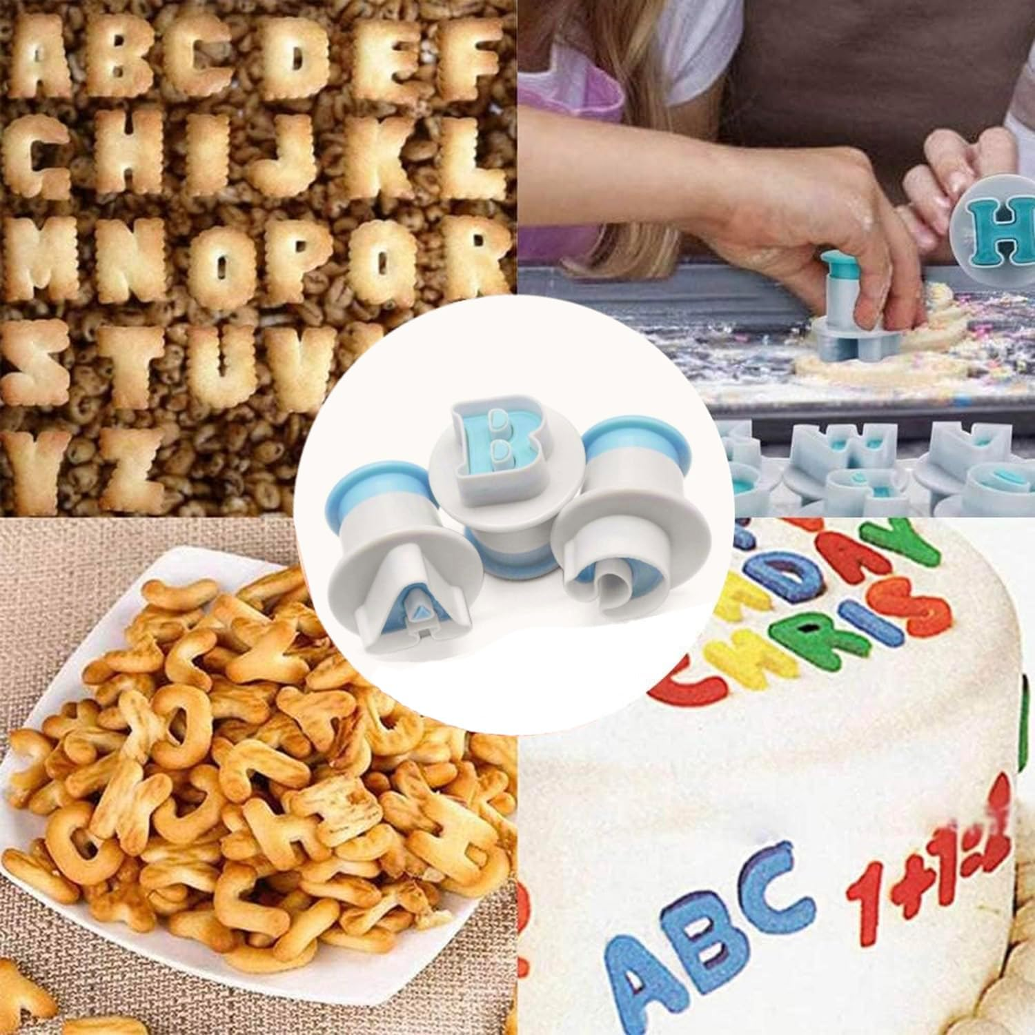 Hysgscwd 26 Alphabet Fondant Cake Mold, Cake Biscuit Mold, Plastic Letter Mold, Cookie Stamp Impress, Embosser Cutter, Letter Icing Cake Cutter Mould, Uppercase Letter Shape DIY Biscuit Letter Cutters image number 3