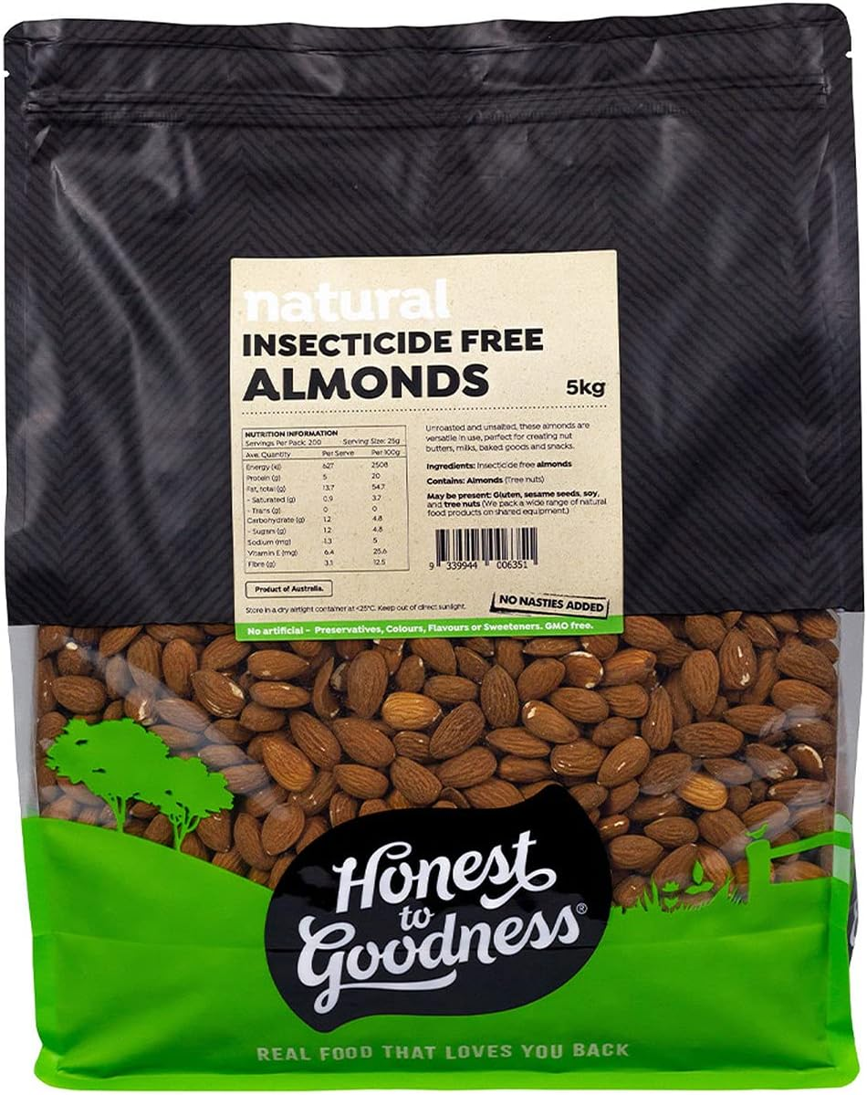 Honest to Goodness, Insecticide Free Almonds, 5 Kilograms - 100% Australian Grown, These Nutritious Nuts Are Fantastic in Cooking, Baking and for Snacking. image number 4