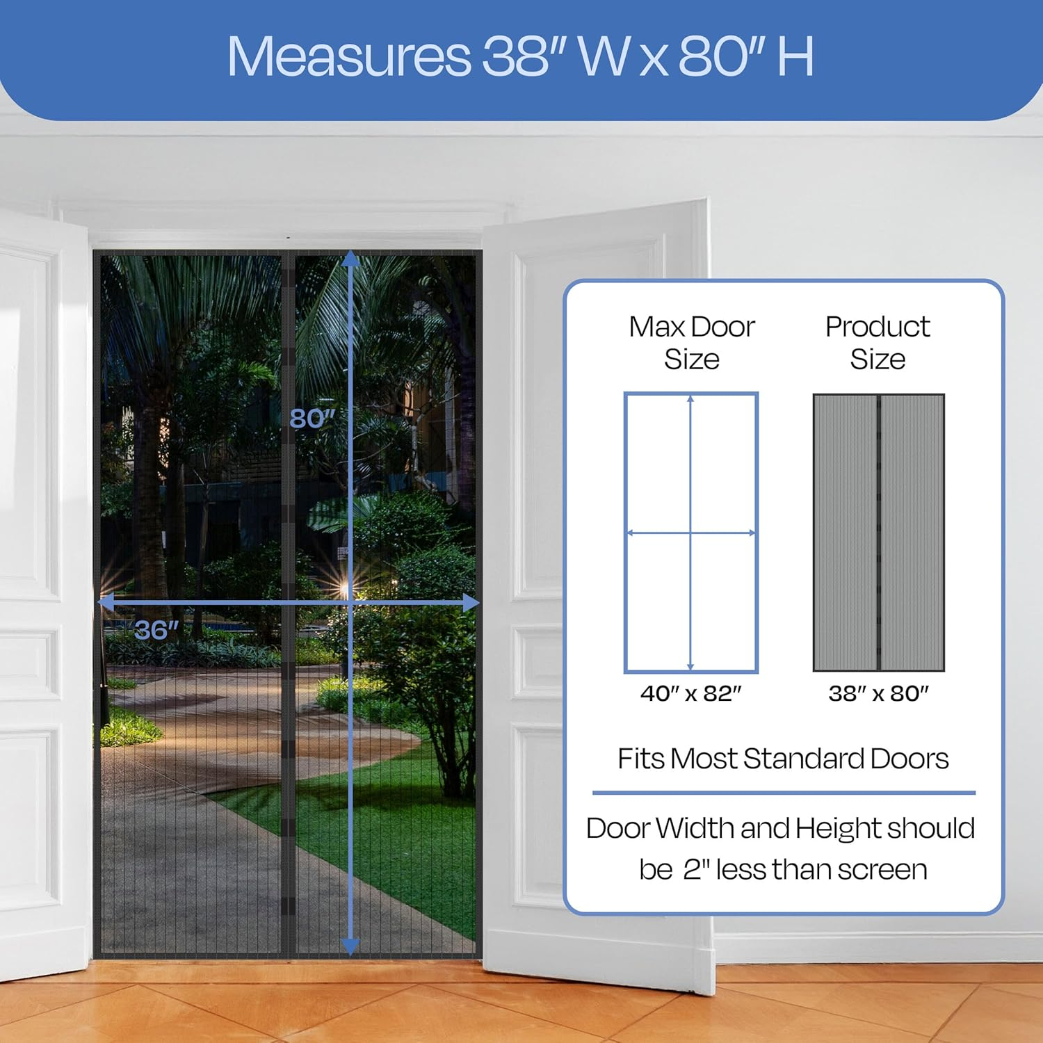 Trademark Home 82-18PM Magnetic Screen Door with Heavy Duty Magnets and Mesh Curtain by Everyday Home image number 3