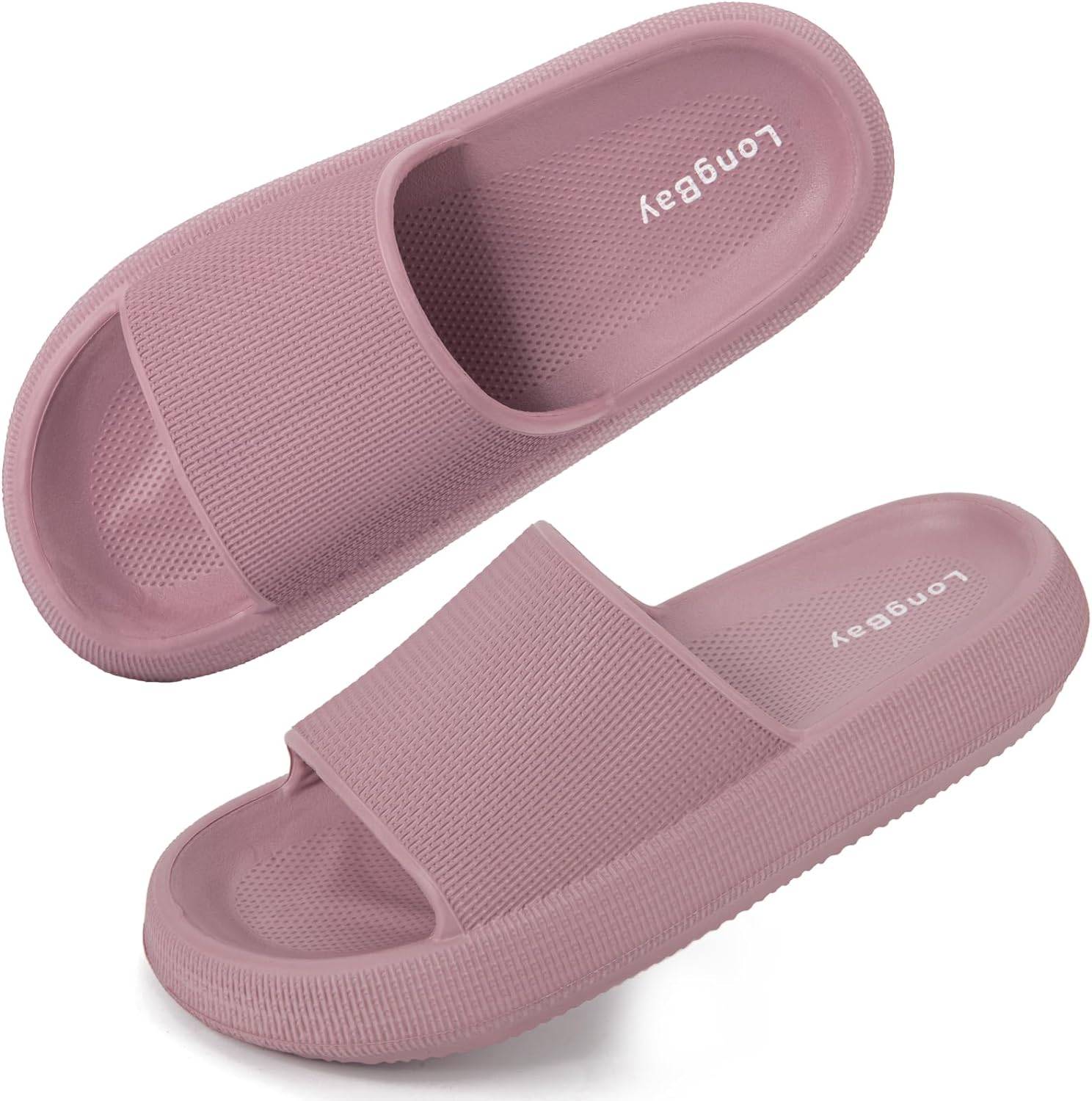 Longbay Cloud Slides for Women and Men, Comfy Pillow Slipper Shower Sandals Shoes with Arch Support for Pool Beach Home Indoor Outdoor Use